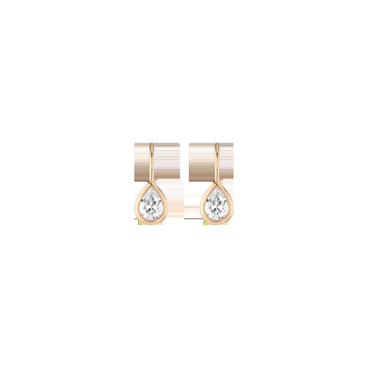 Pear Lab Grown White Sapphire Bezel Drop Earrings