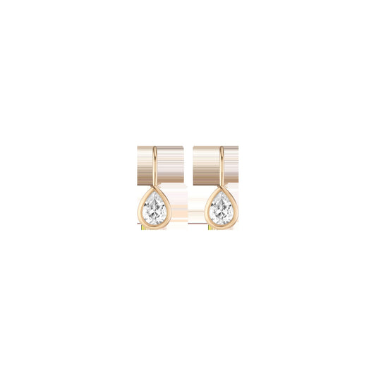 Pear Lab Grown White Sapphire Bezel Drop Earrings