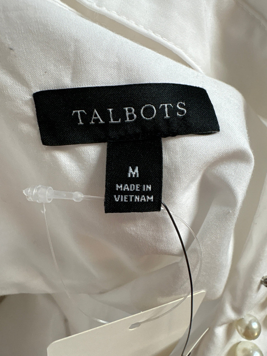 New Talbots White with Pearl Accents Top, M