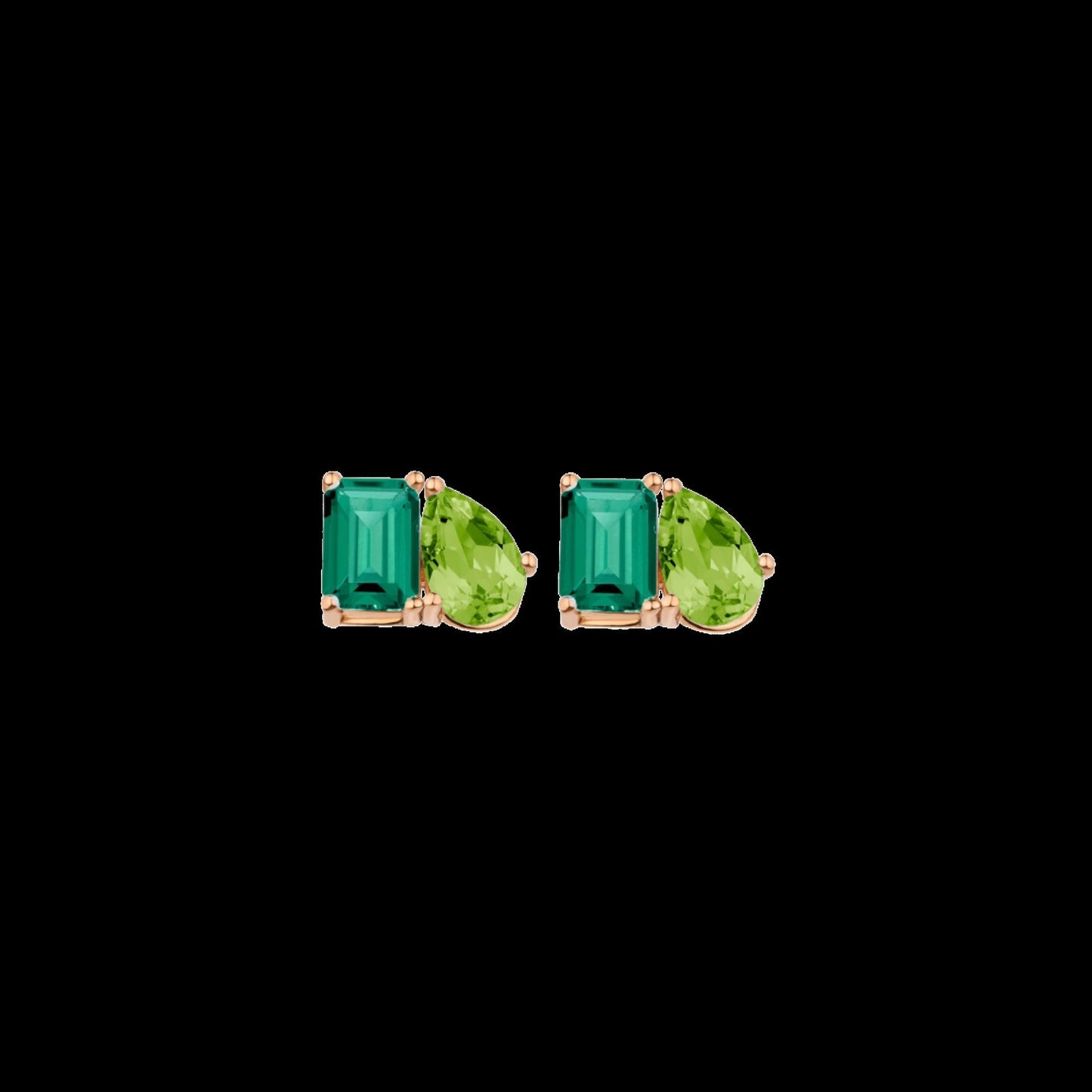Toi et Moi Gemstone Classic Earring - Green Emerald & Peridot