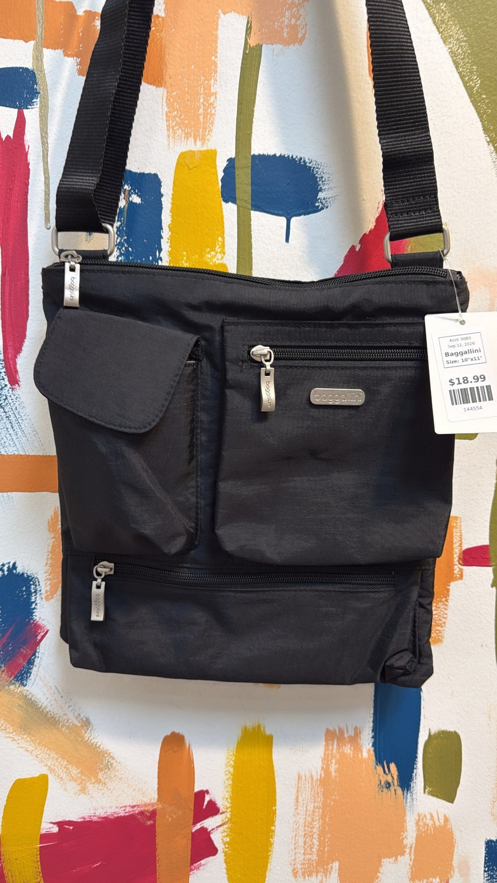 Baggallini Black Crossbody Bag, 10"x11"