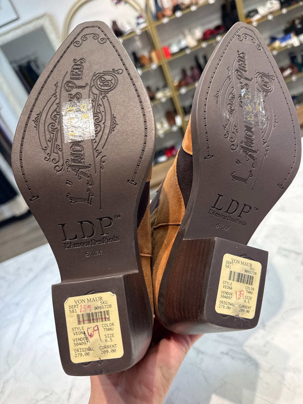 New L'Amour DesPieds Brown Leather Boots, 6.5