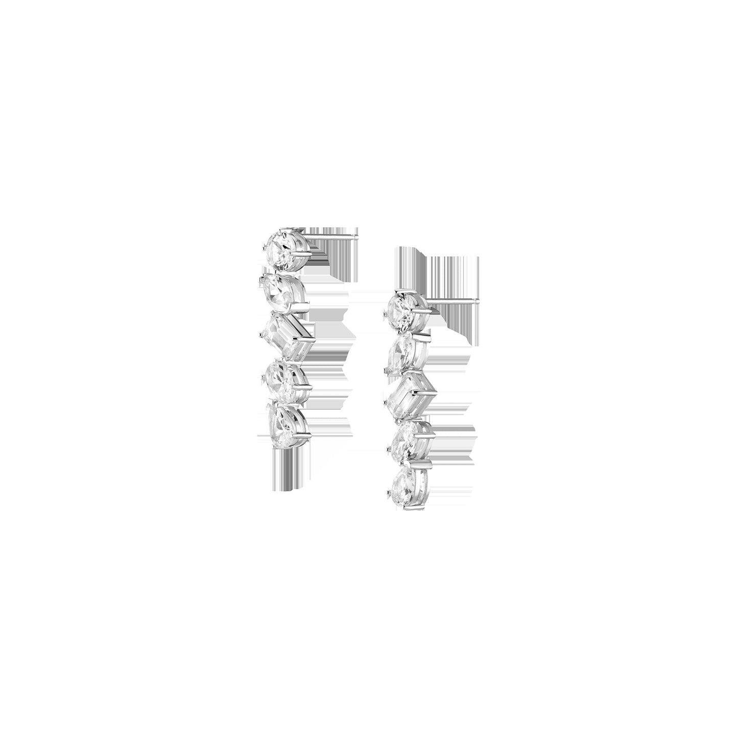 Lab Grown White Sapphire Mixed Shape Tennis Earrings