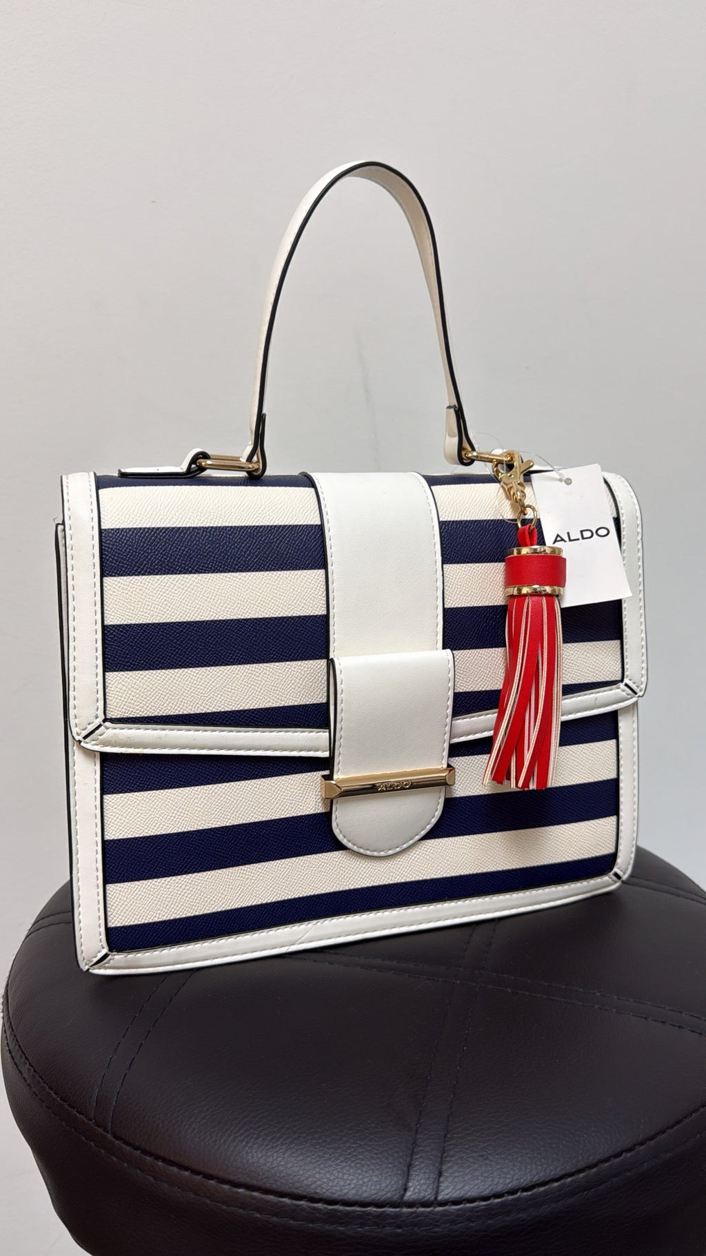 New Aldo Navy Stripe Crossbody Satchel, 10"x7.5"