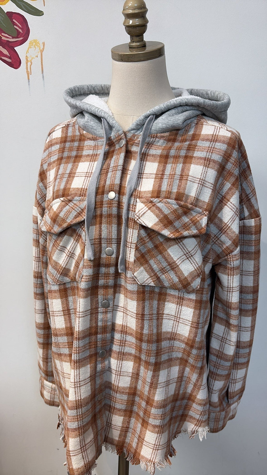 New In Plaid Hooded Jacket, M