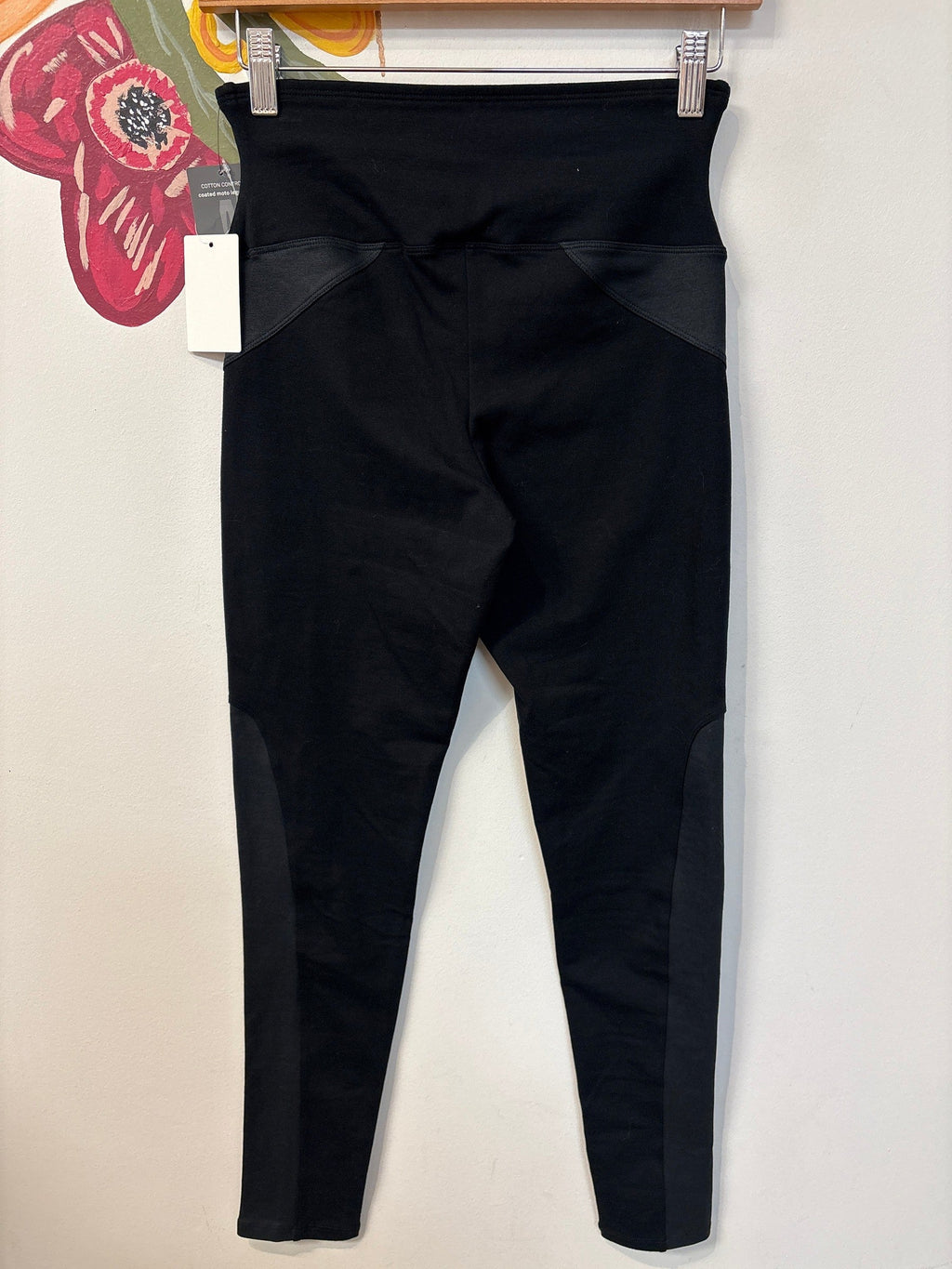 New Yummie Black Tommy Coated Moto 28" Inseam Leggings, M