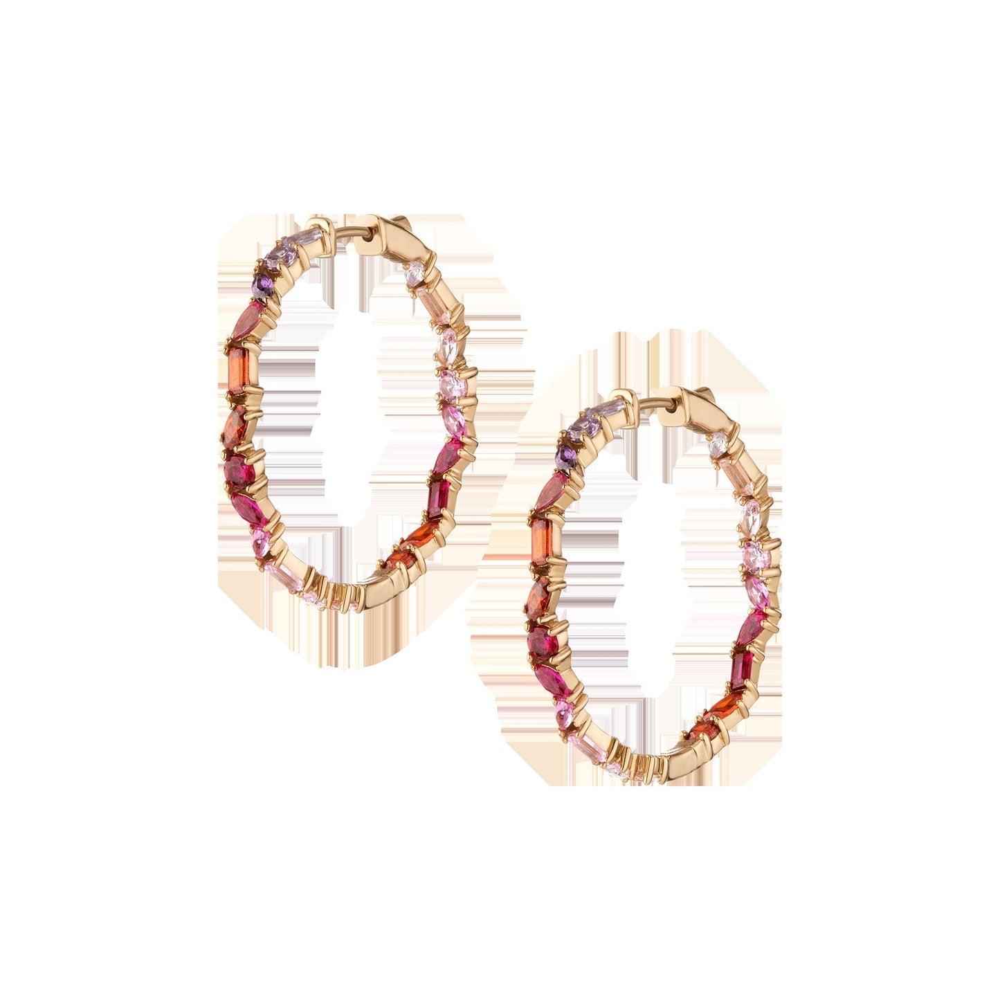 Pink Ombré Mixed Shape Hoop Earrings