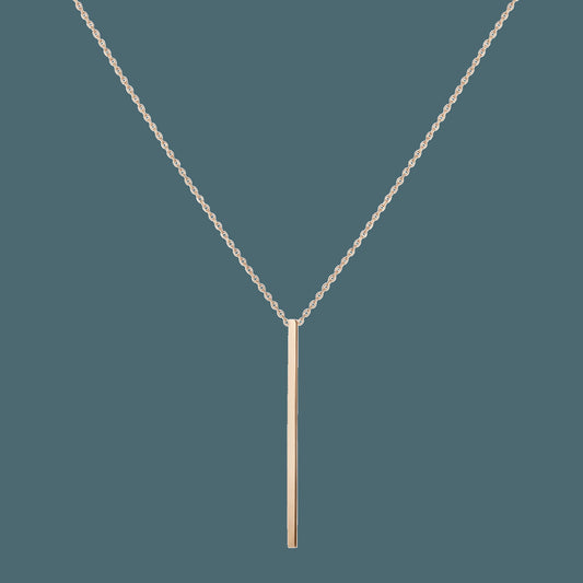 Long Gold Bar Drop Necklace