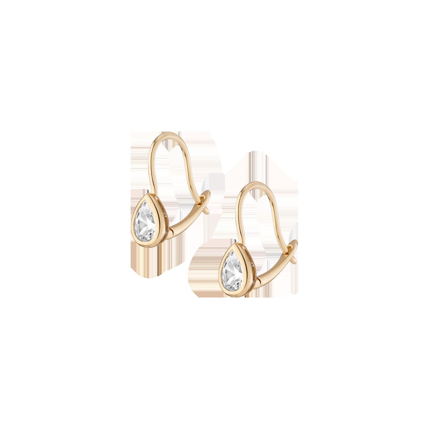 Pear Lab Grown White Sapphire Bezel Drop Earrings