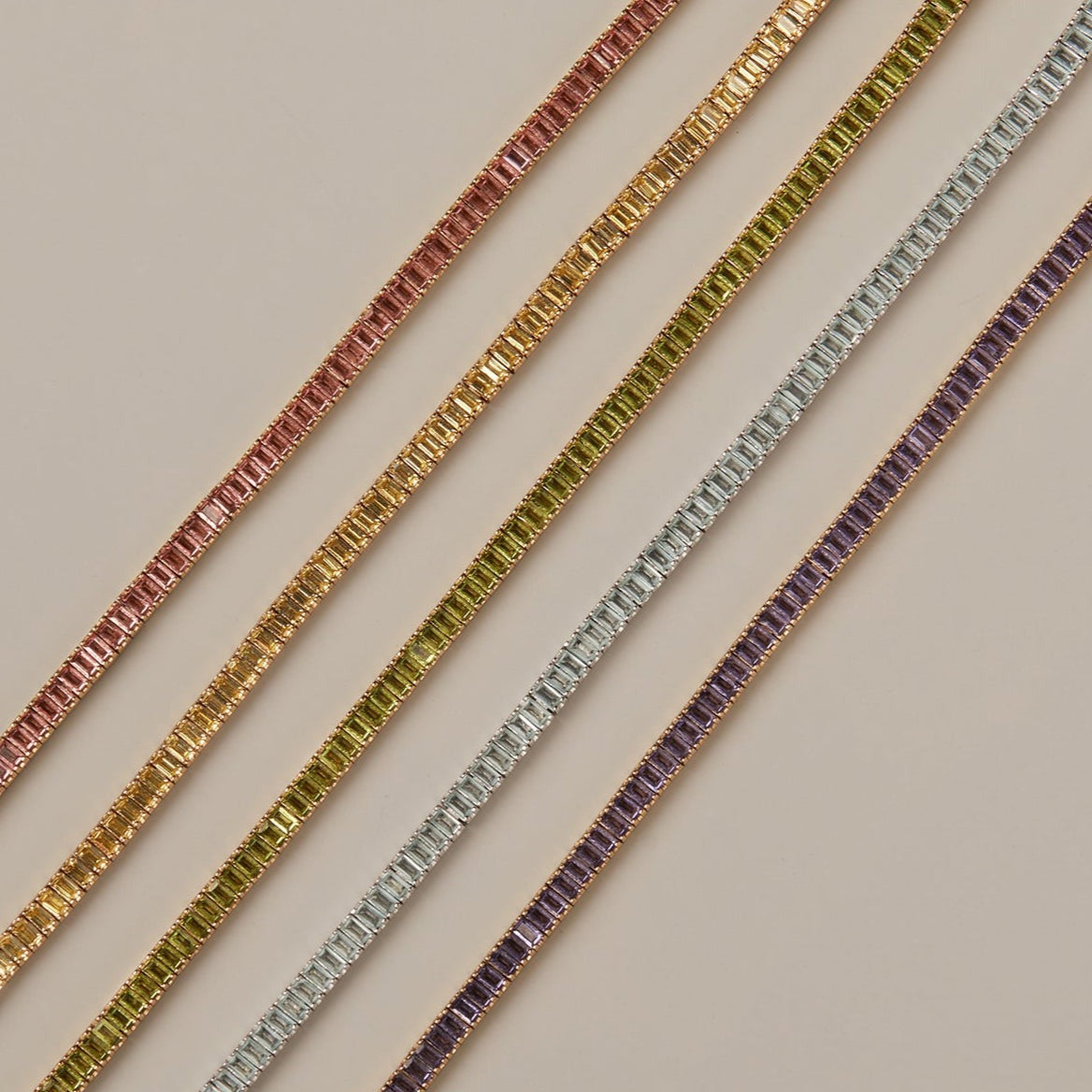 Lab Grown Sunstone Baguette Tennis Bracelet