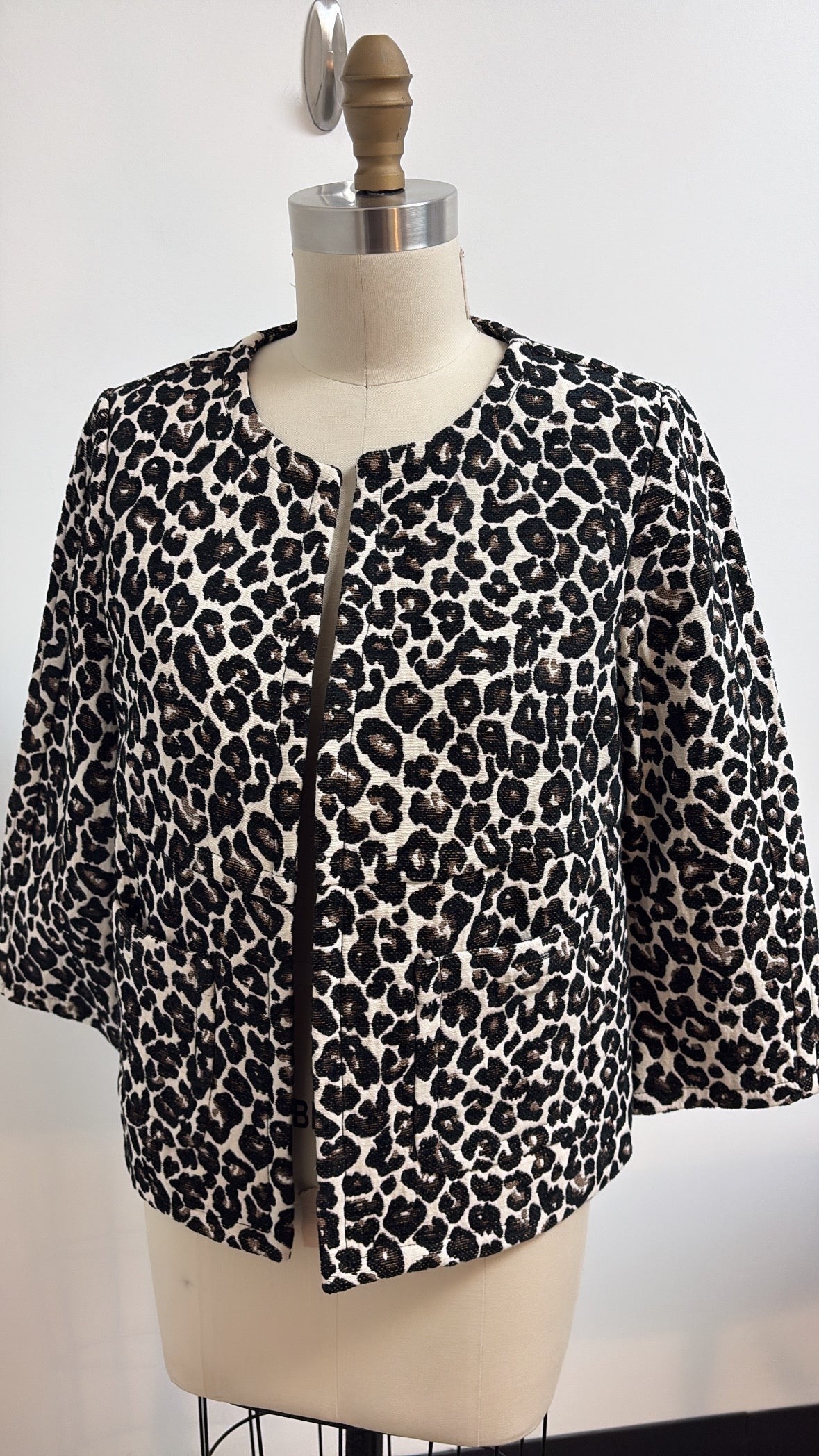 New Chico's Animal Print Open Front Jacket, S