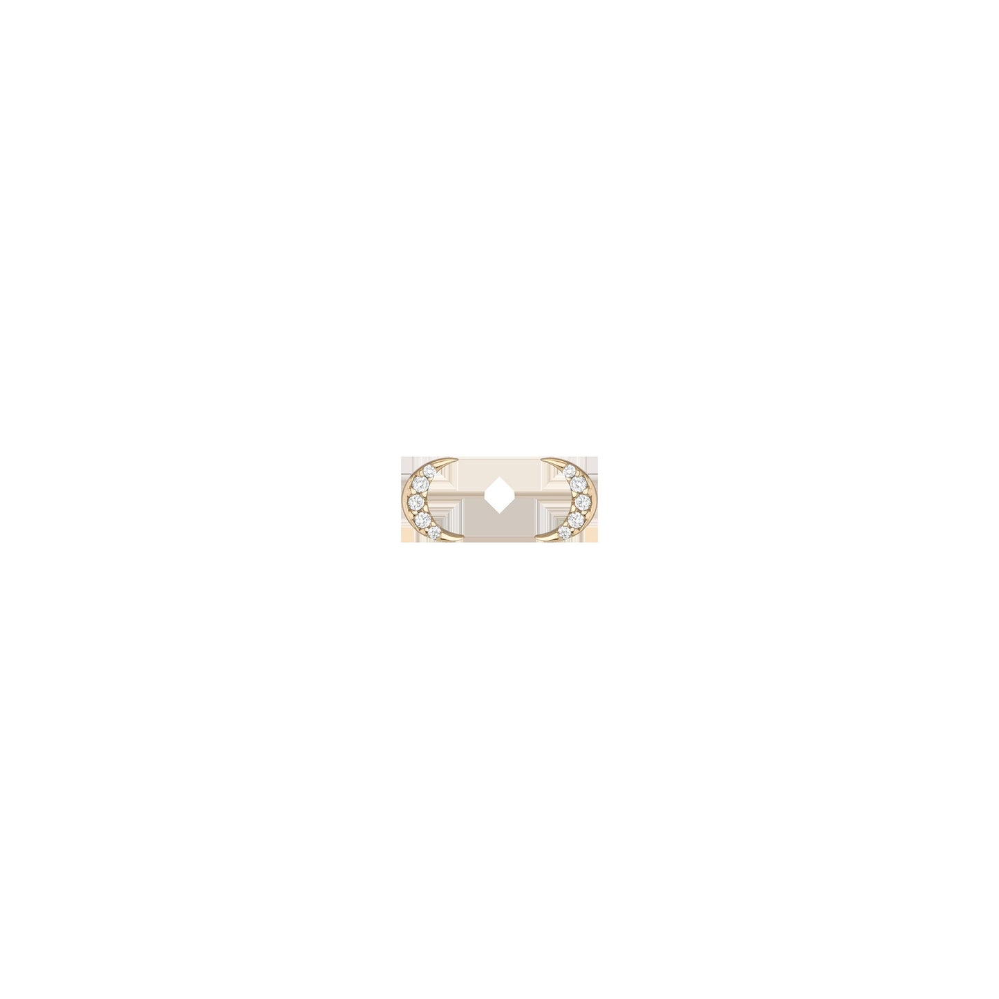 Lab Grown White Sapphire Moon Stud Earrings - Flatback