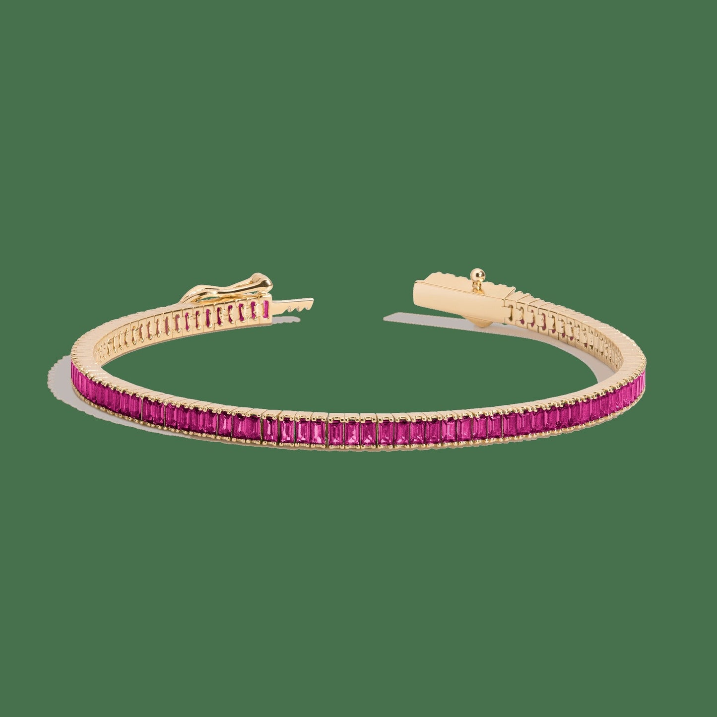 Lab Grown Red Ruby Baguette Tennis Bracelet