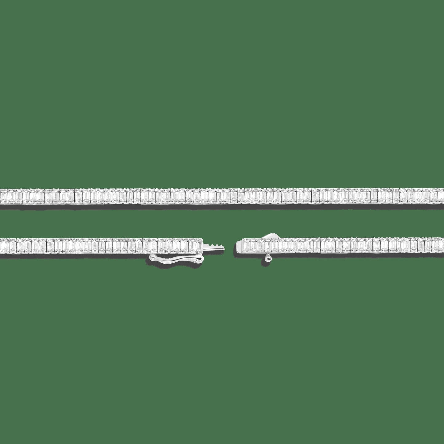 Lab Grown White Sapphire Baguette Tennis Necklace