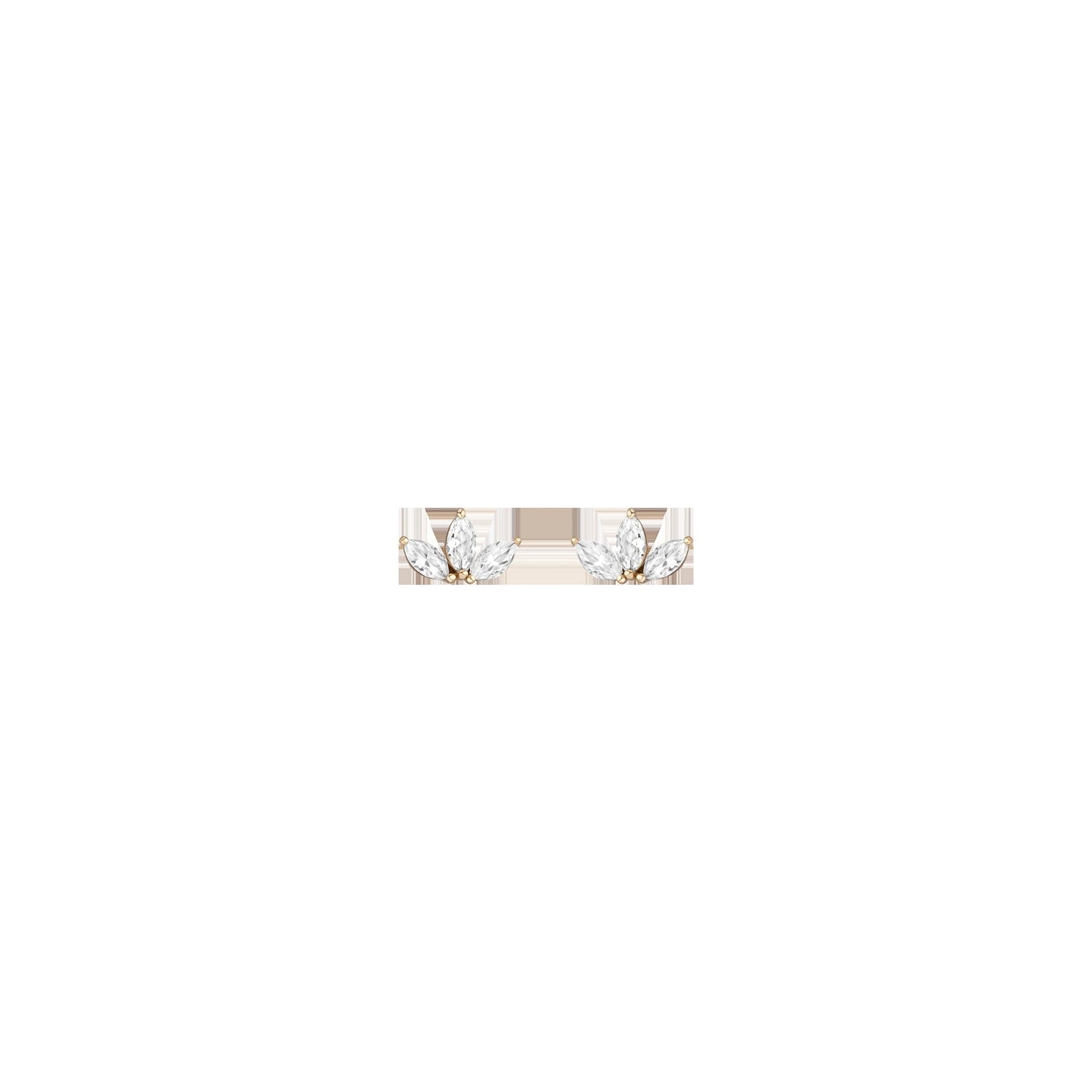 Lab Grown White Sapphire Crown Marquise Earrings - Flatback