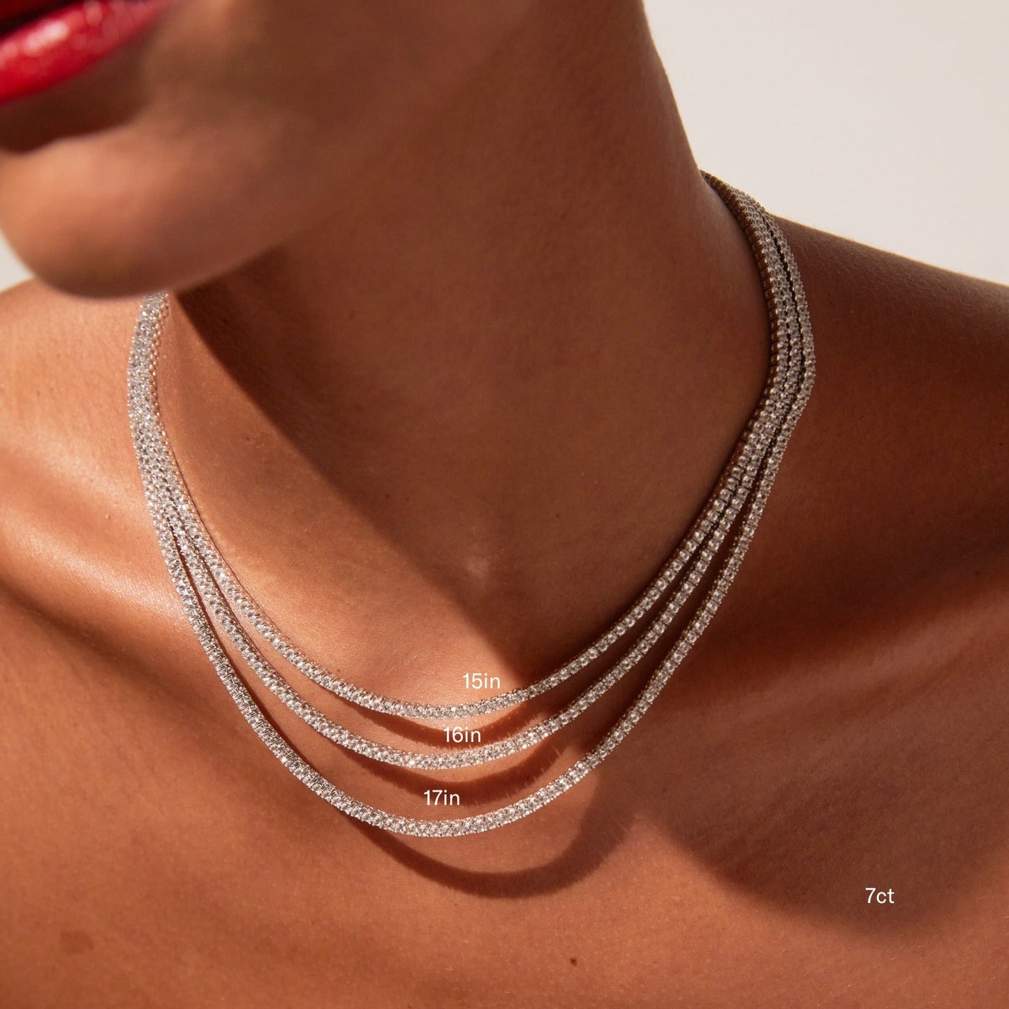 Lab Grown White Sapphire Tennis Necklace - 22ct
