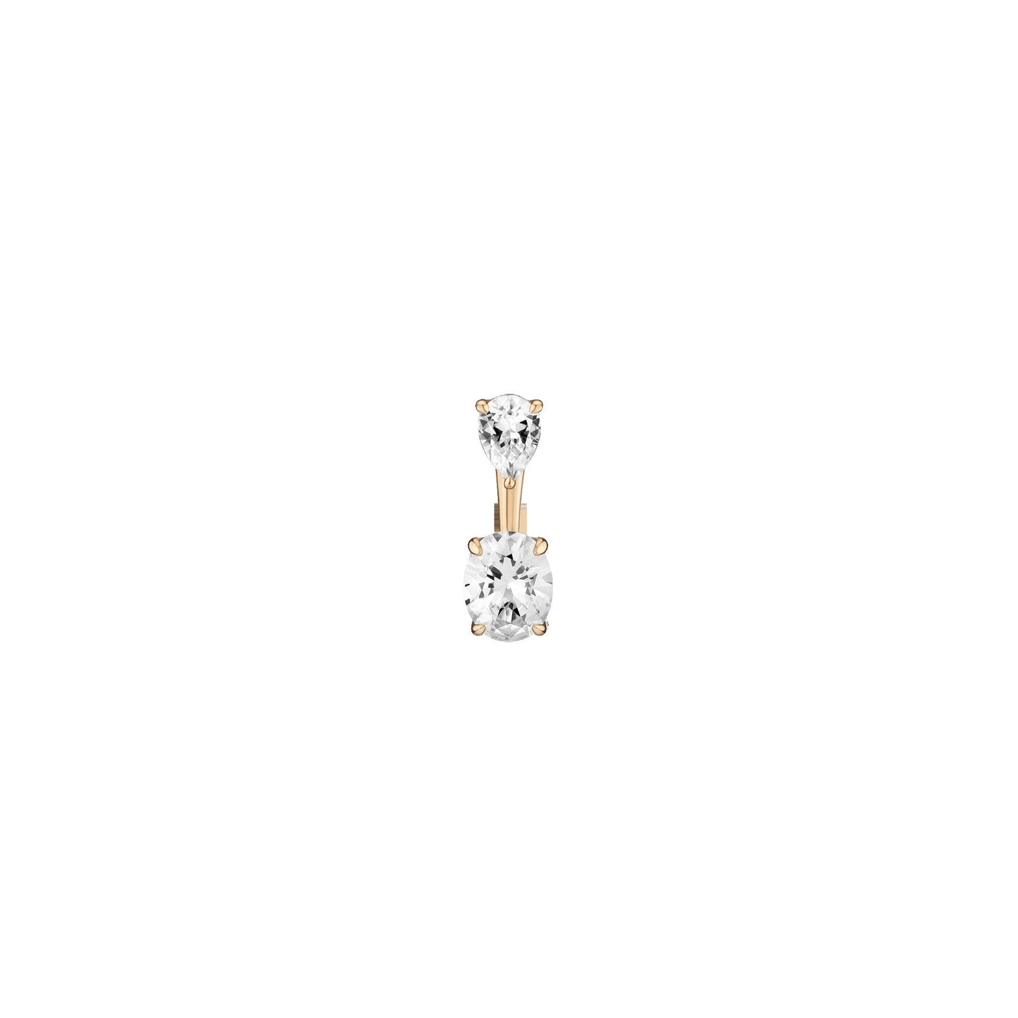 Lab Grown White Sapphire Ear Jacket - Oval Bottom Stone