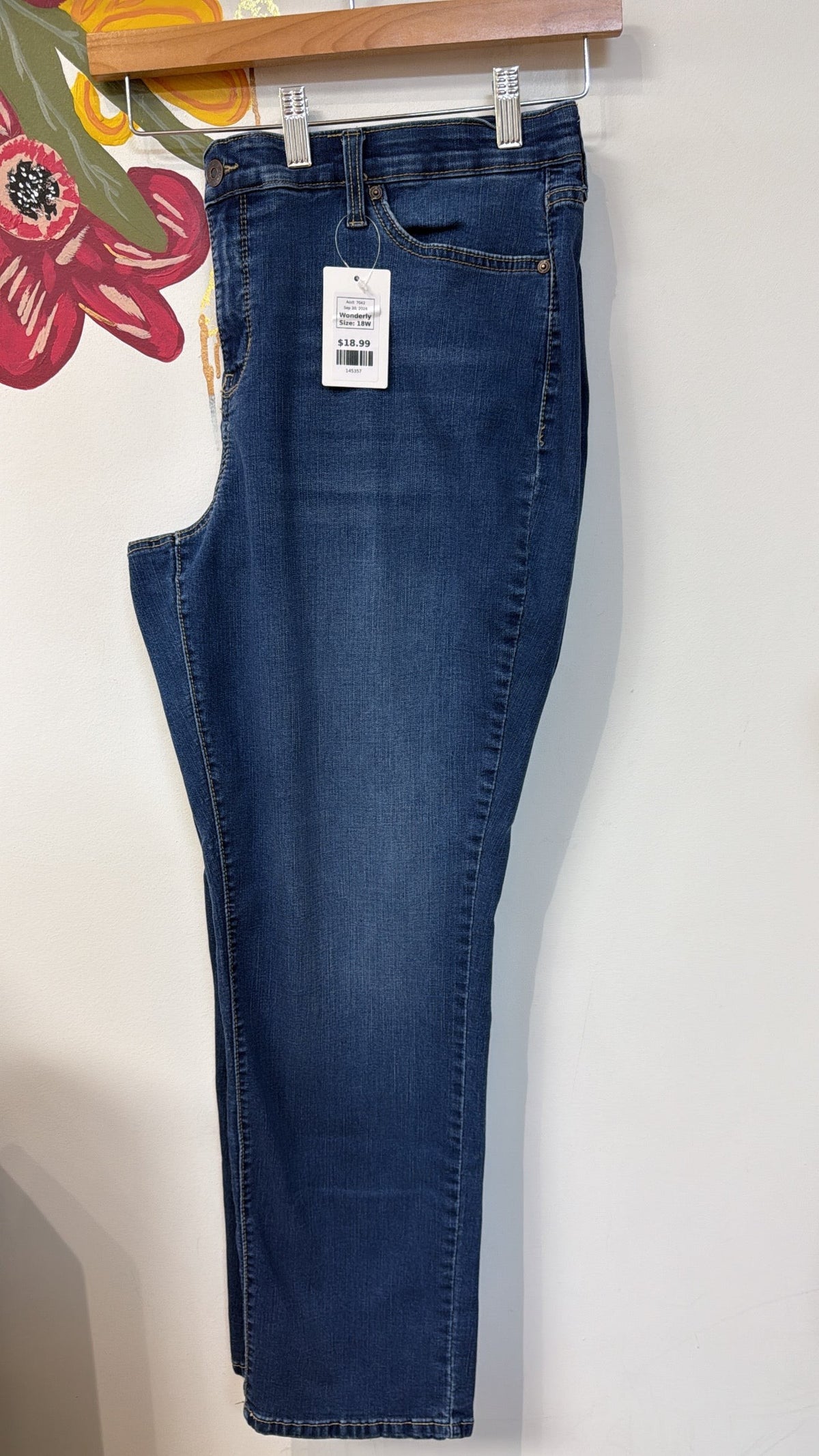 Wonderly Mid Rise Straight 30" Inseam Jeans, 18W