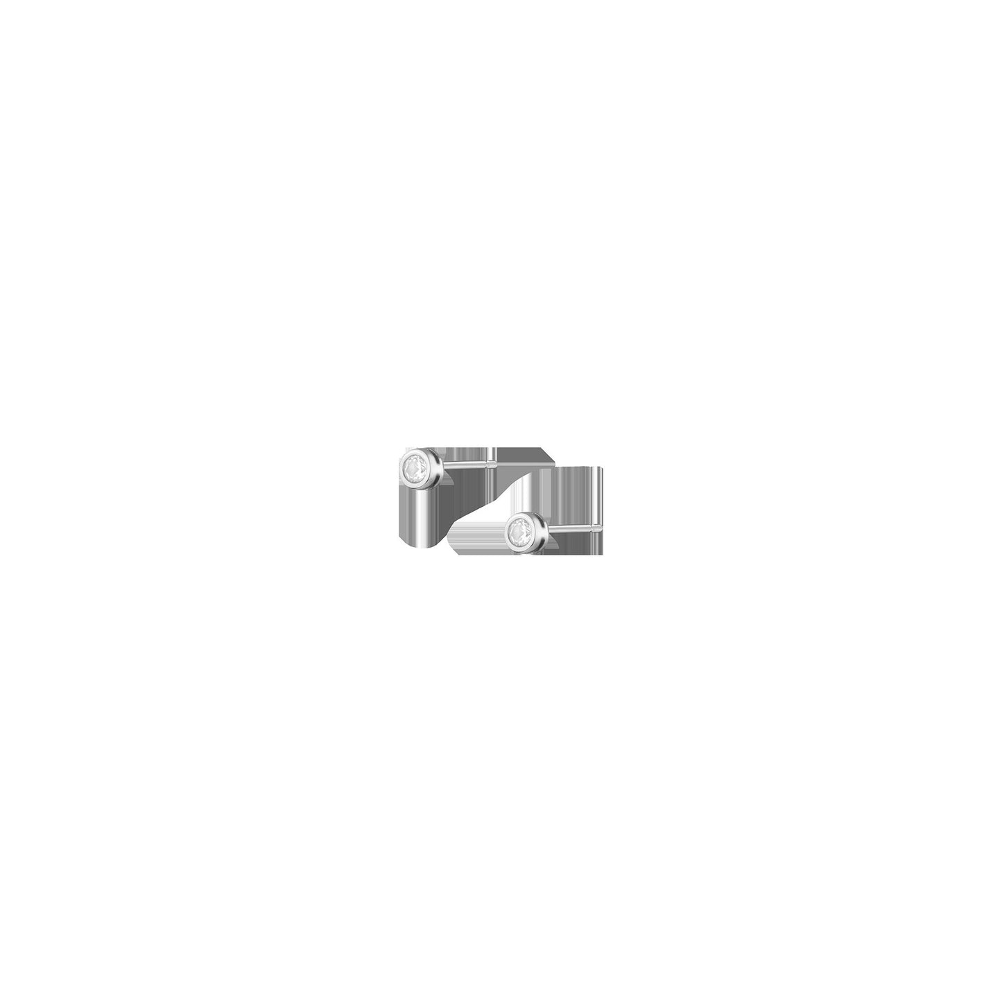 Aurate x Wilson: Lab Grown White Sapphire Bezel Stud Earrings - Flat Back