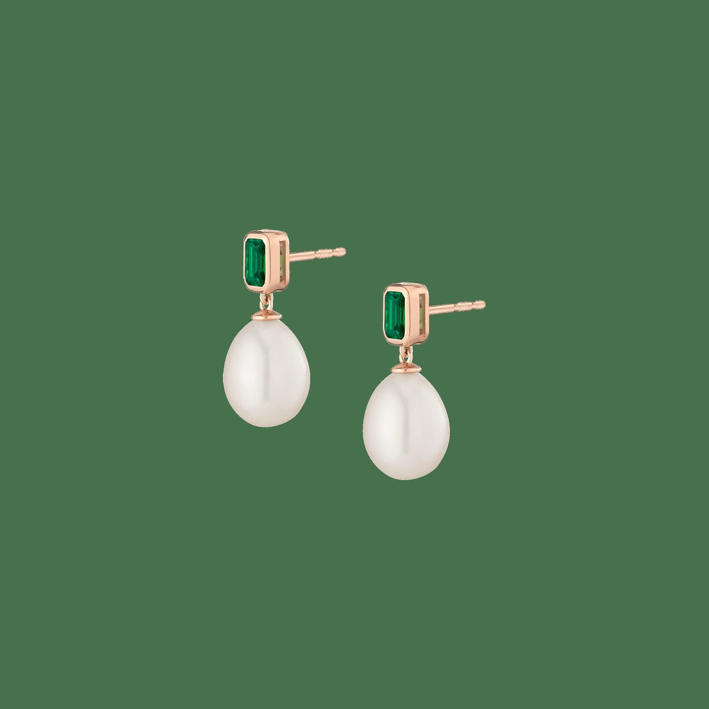 Lab Grown Emerald Heirloom Pearl Drop Earrings