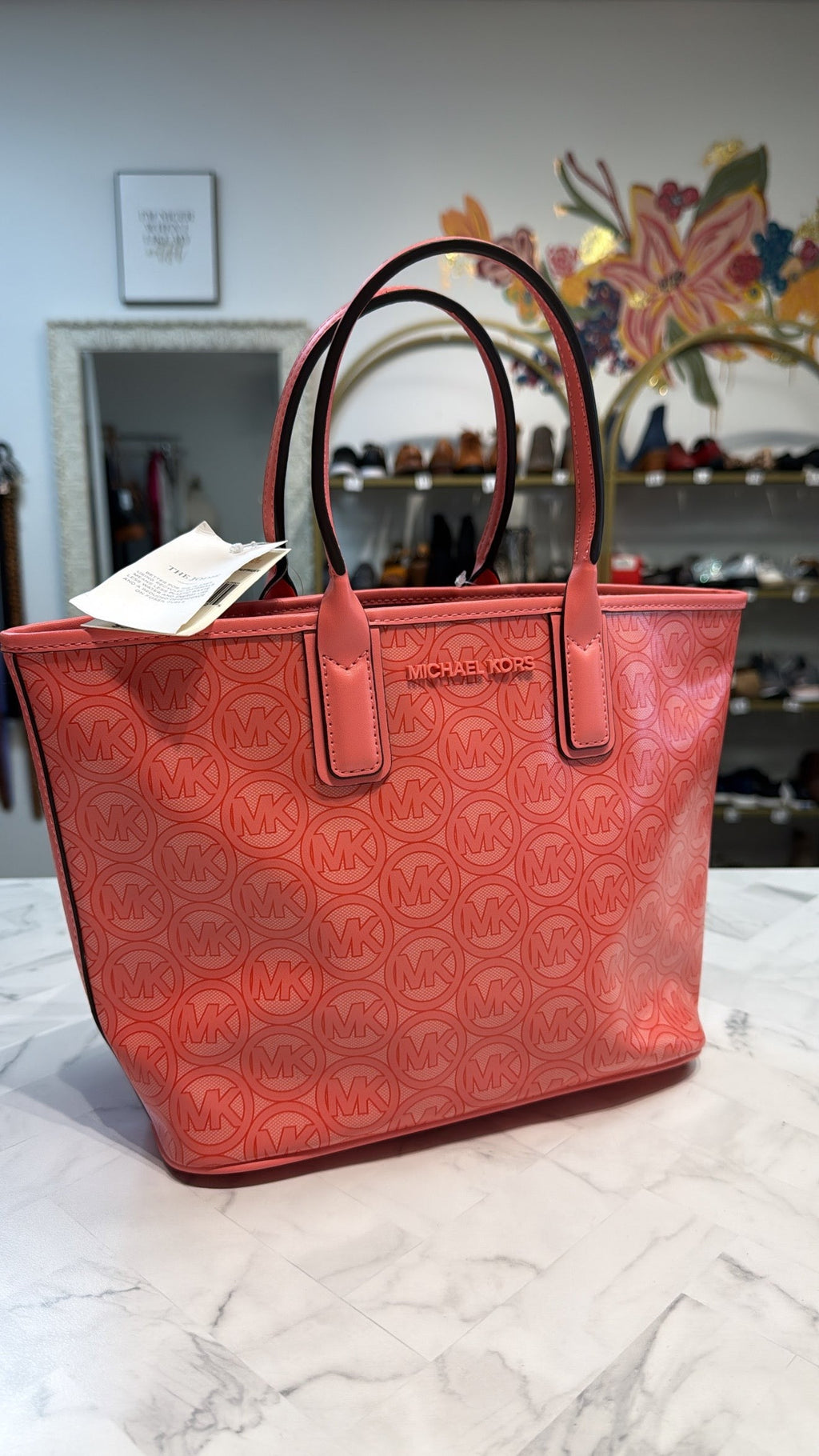 New Michael Kors The Jodie Grapefruit Small Tote Handbag, 13"x8"