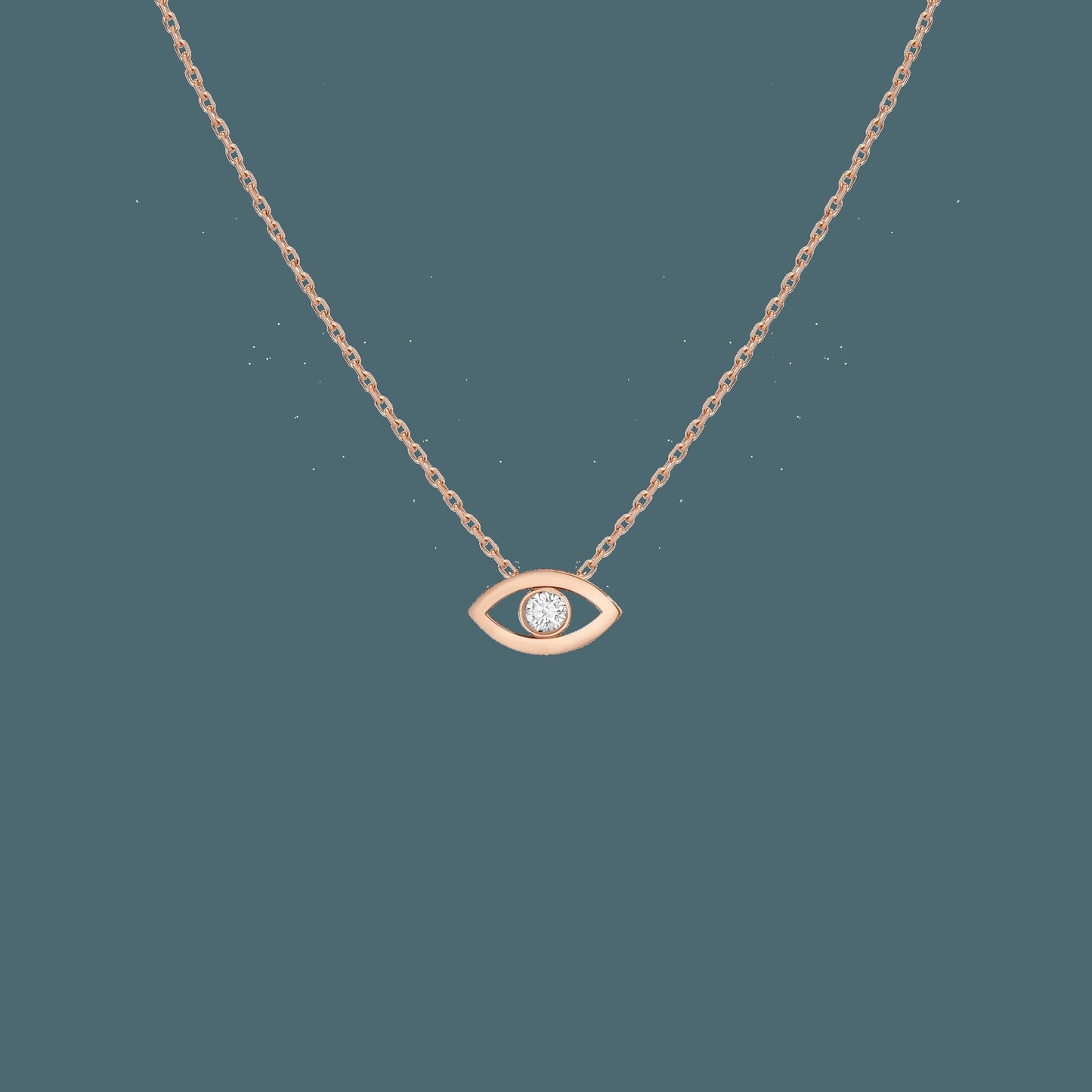 Diamond Bezel Evil Eye Necklace