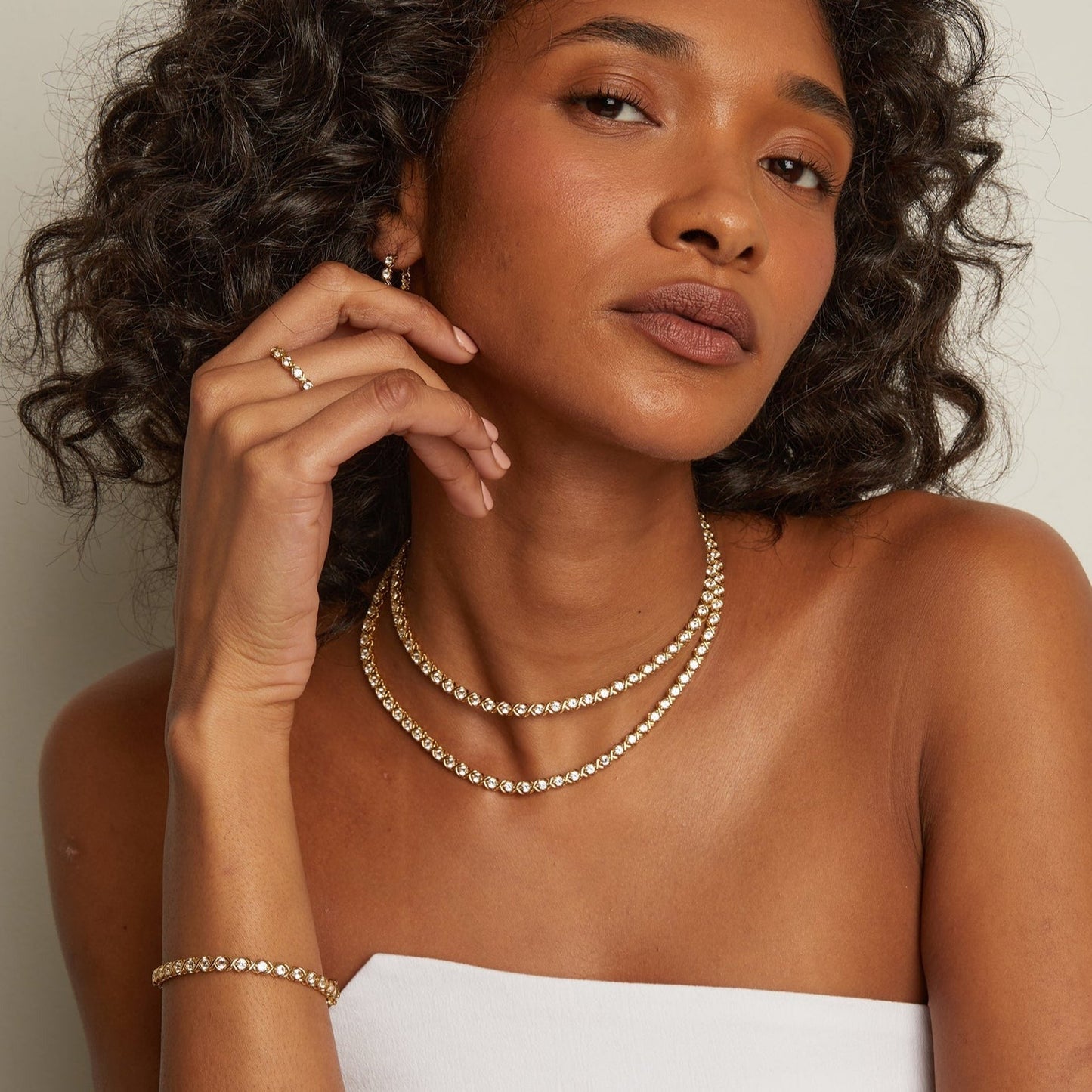 Lab Grown White Sapphire X Estate Tennis Necklace