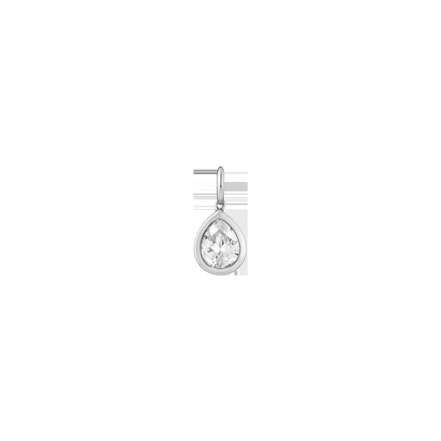 Pear Lab Grown White Sapphire Bezel Pendant