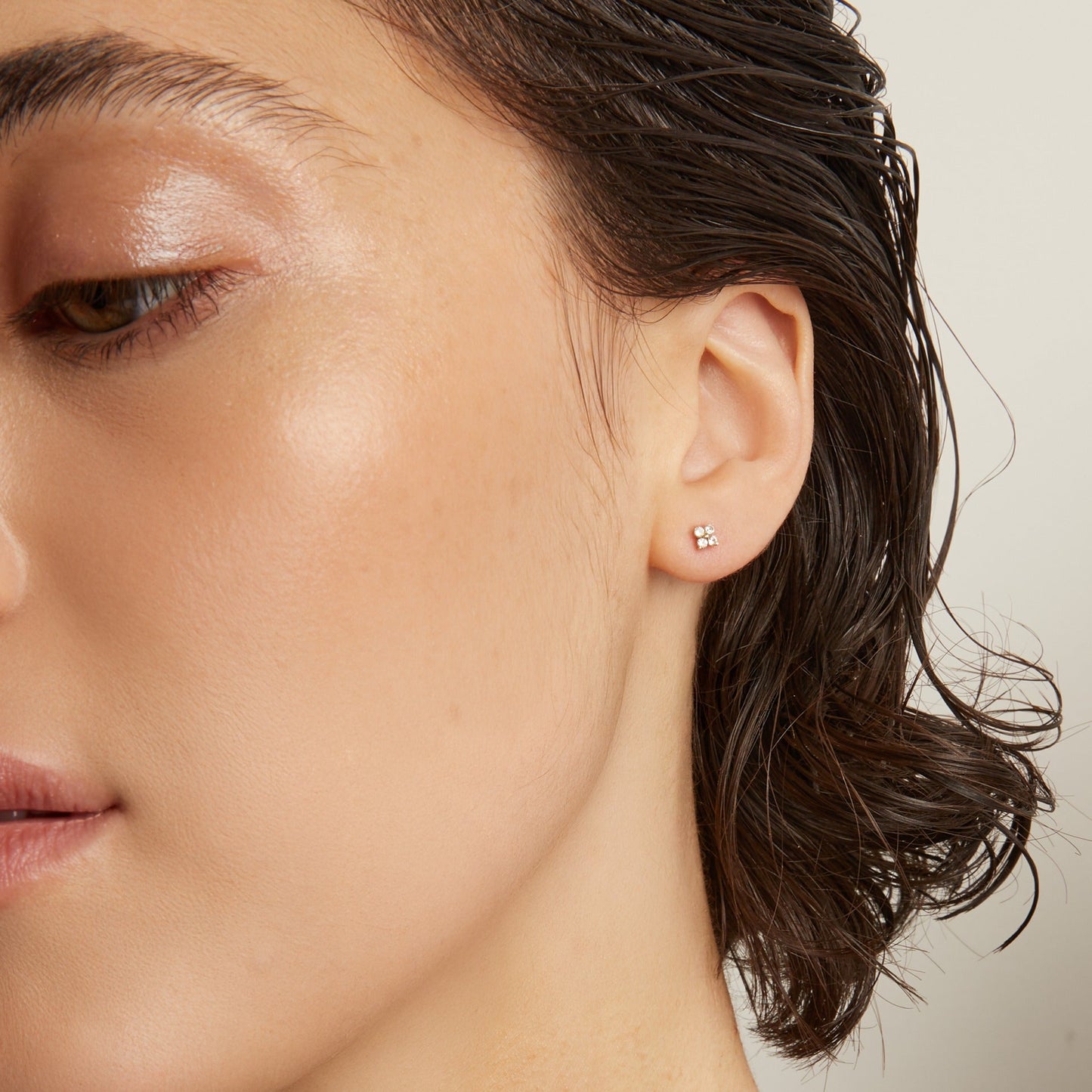 Lab Grown White Sapphire Wildflower Stud Earrings
