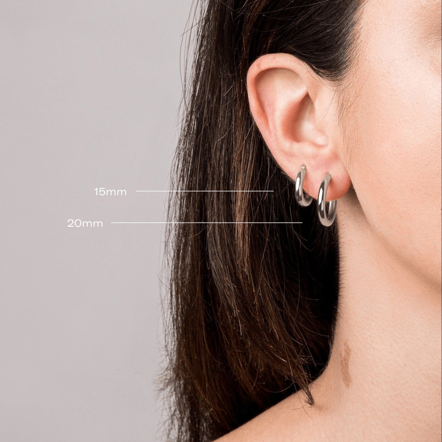 3mm Silver Hoop Earrings - 20mm