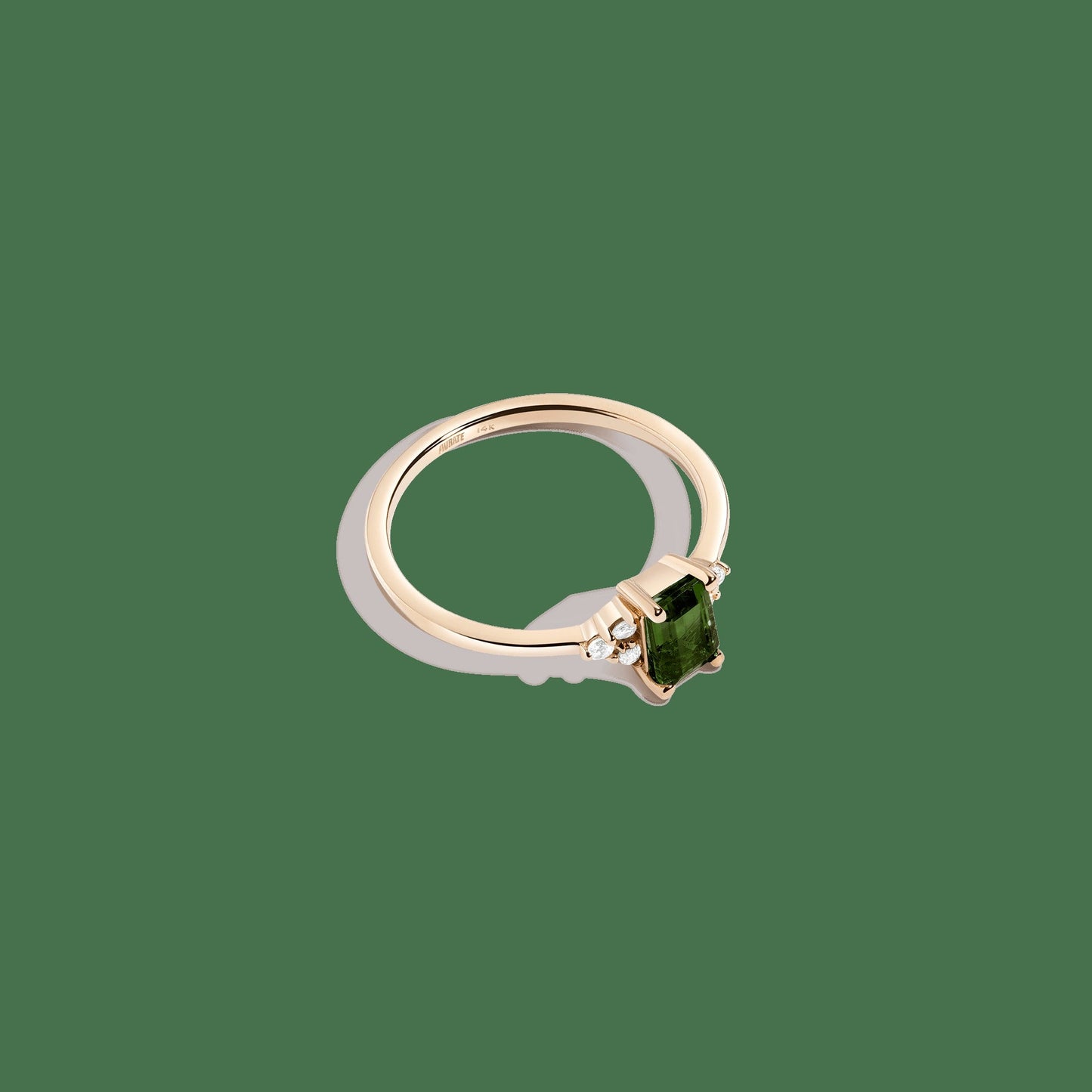 Vintage-Inspired Emerald Cut Ring (Green Tourmaline)