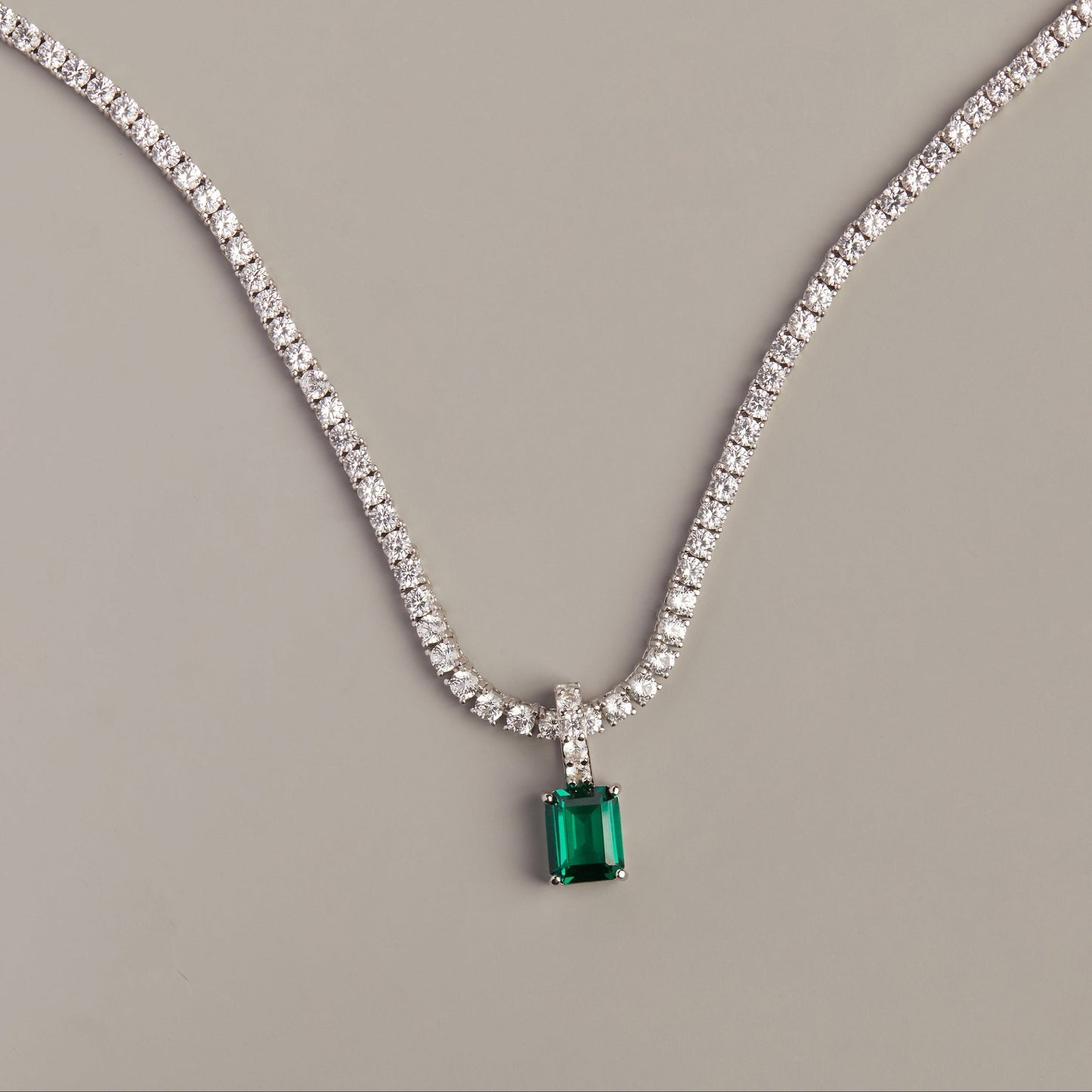 Emerald Cut Tennis Charm Pendant