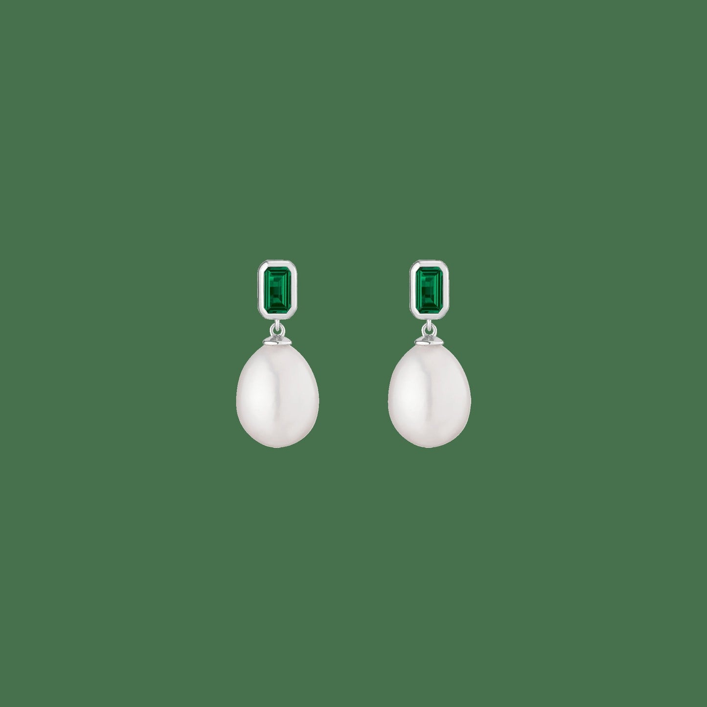 Lab Grown Emerald Heirloom Pearl Drop Earrings