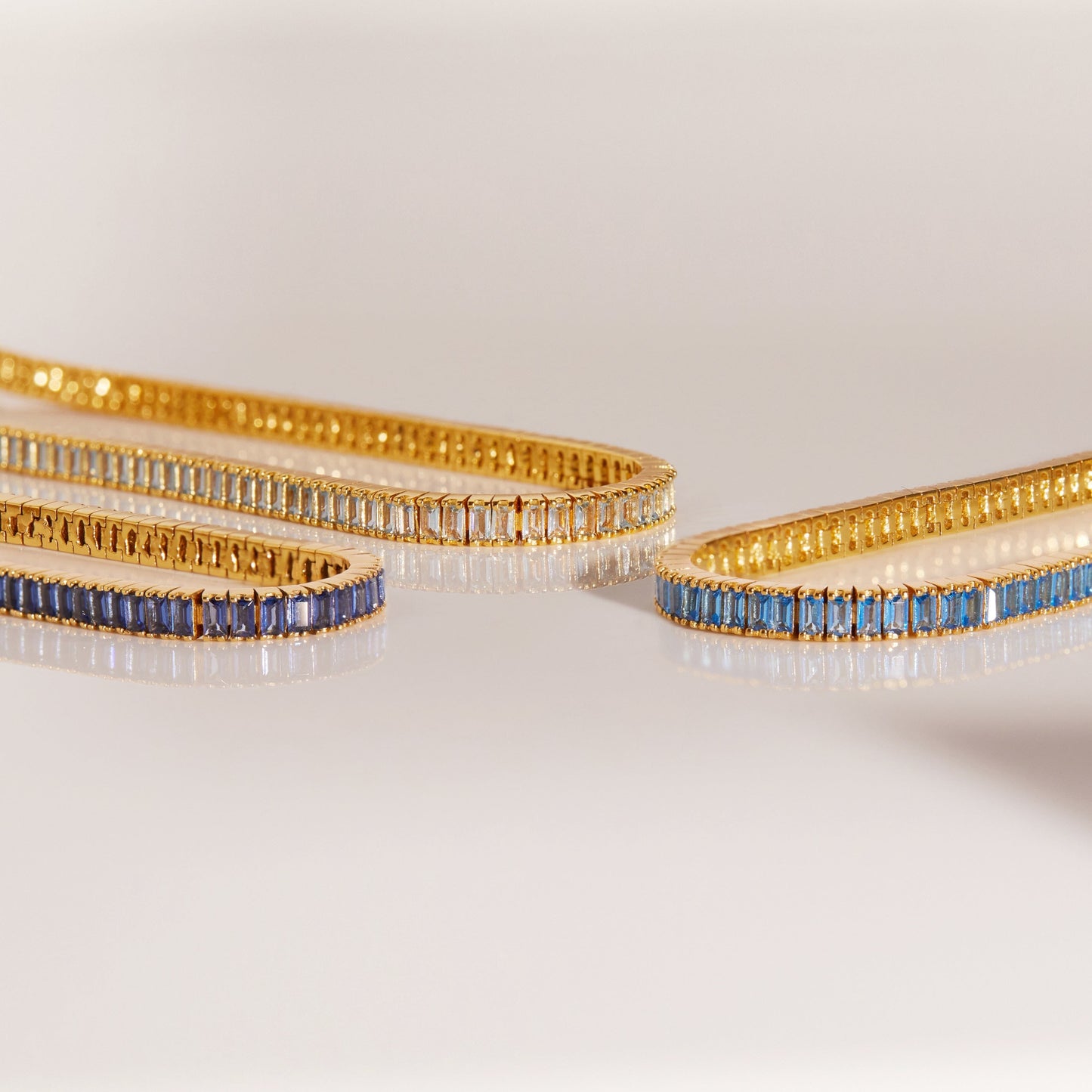 Lab Grown Blue Topaz Baguette Tennis Bracelet