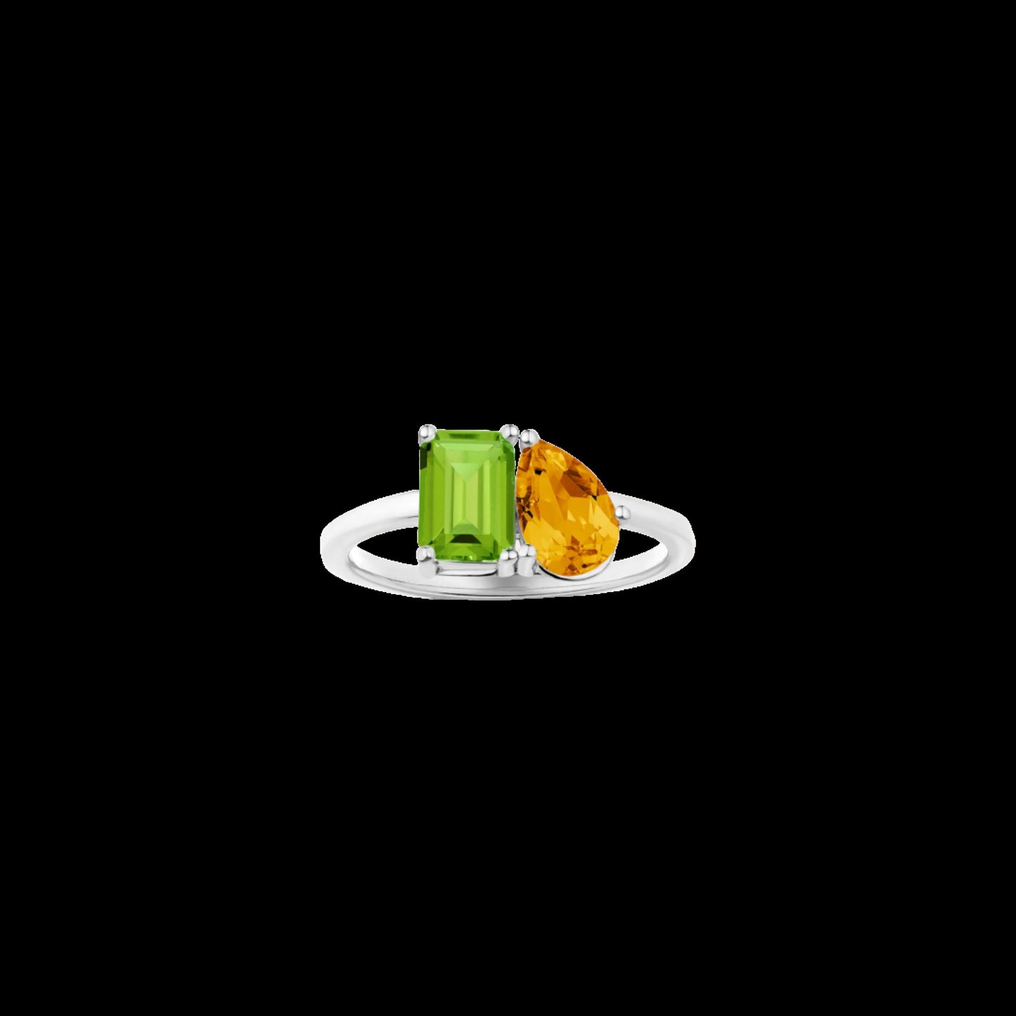 Toi et Moi Gemstone Classic Ring - Peridot & Citrine