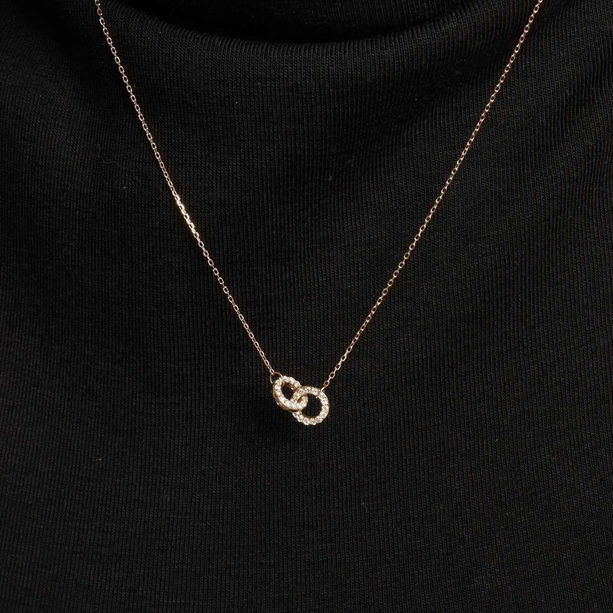 Double Lab Grown White Sapphire Connection Necklace