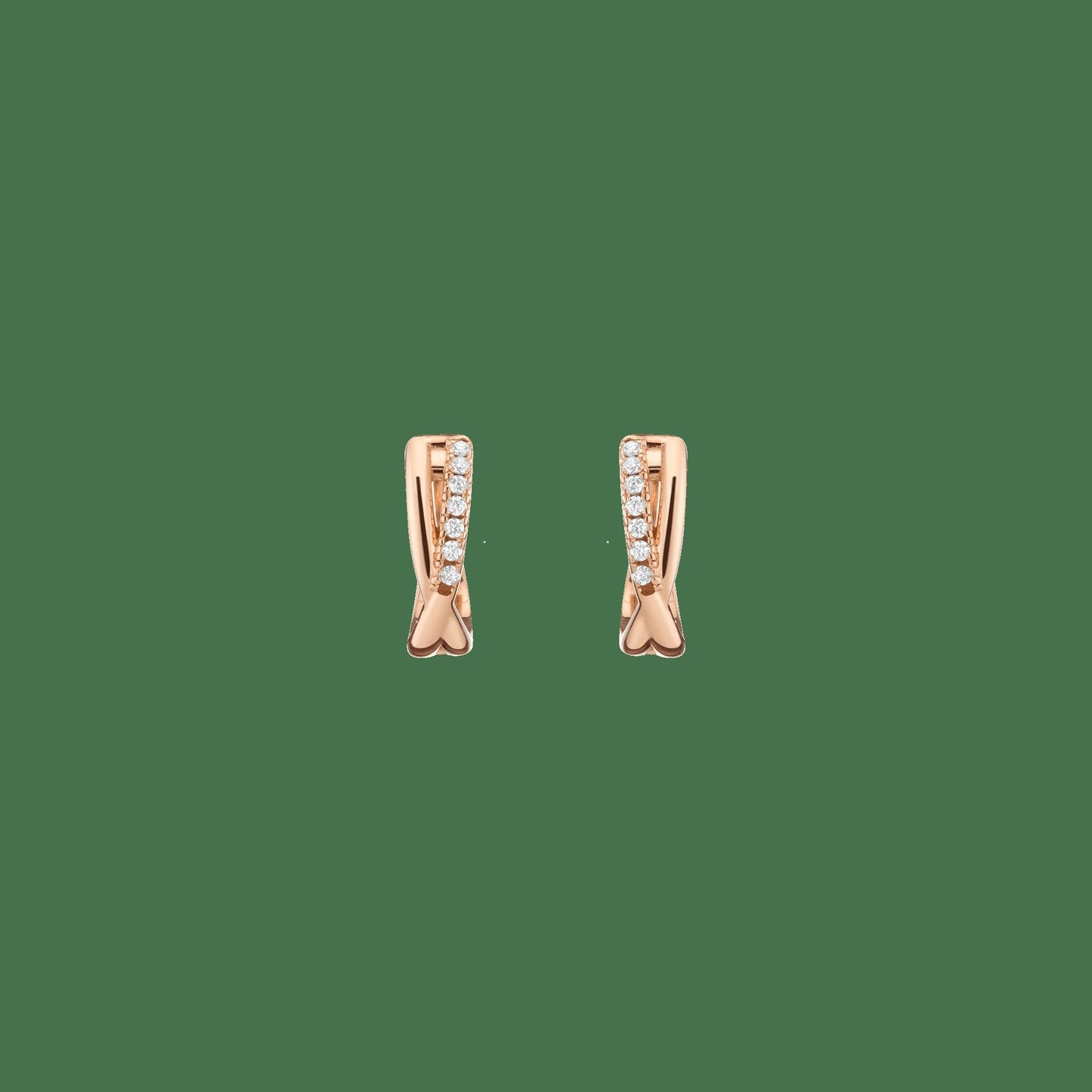 Diamond Crossover Huggie Earrings