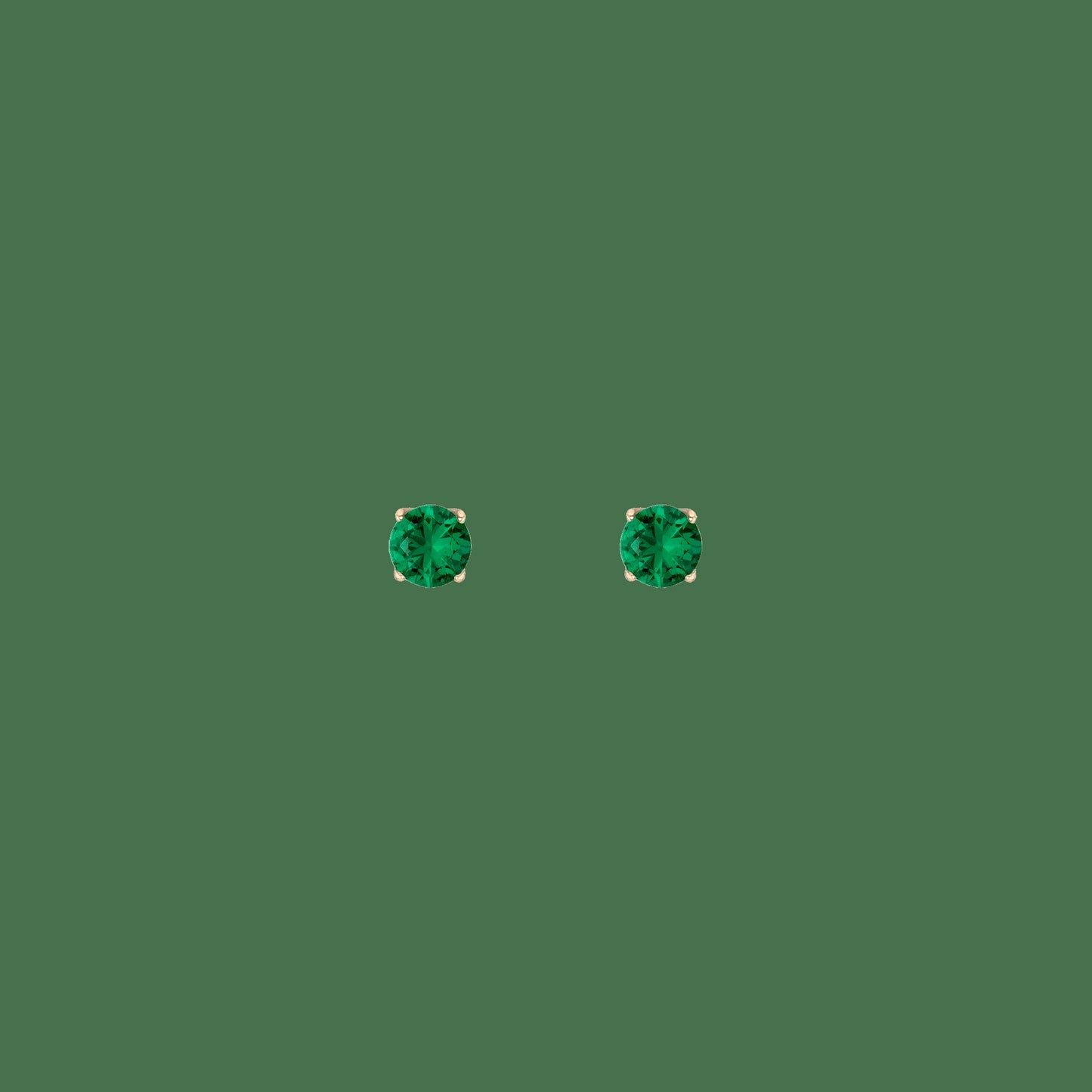 Round Gemstone Solitaire Stud Earrings