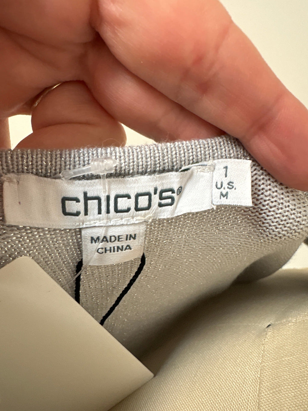 New Chico's Iridescent Gray Sweater, M