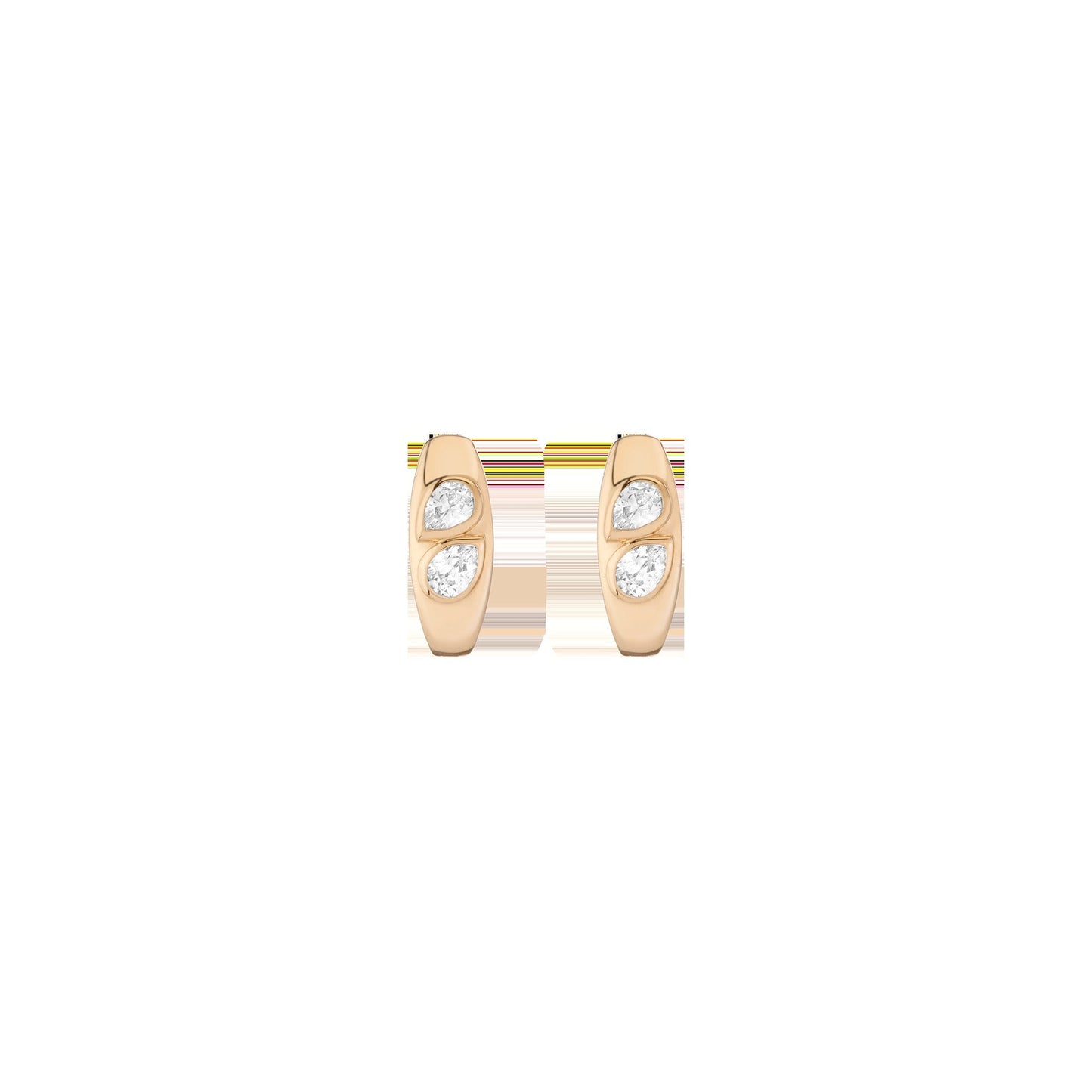 Chunky Double Lab Grown Diamond Pear Huggie Earrings
