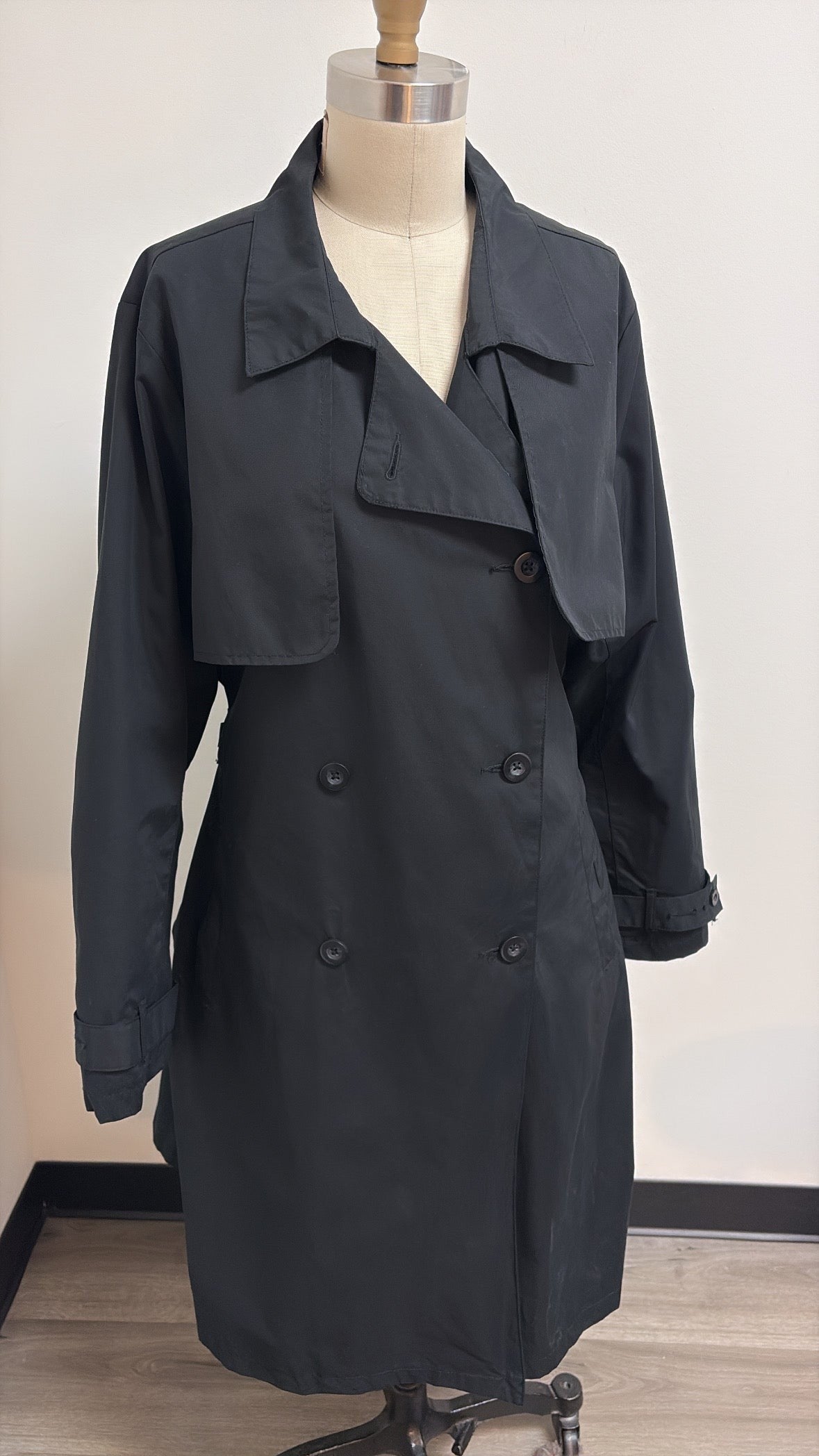 A New Day Black Trench Coat Jacket, XXL