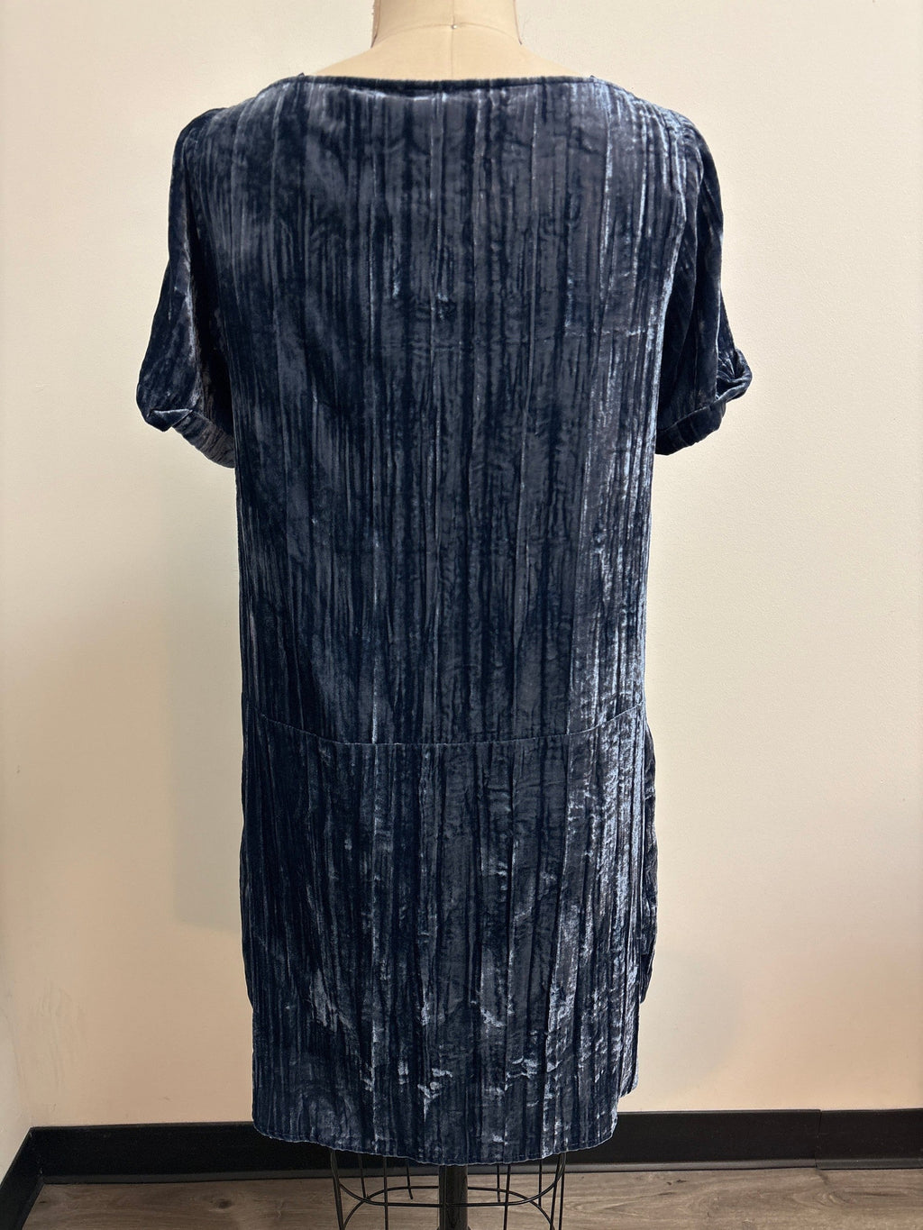 Floreat Anthropologie Blue Crushed Velvet Dress, XS