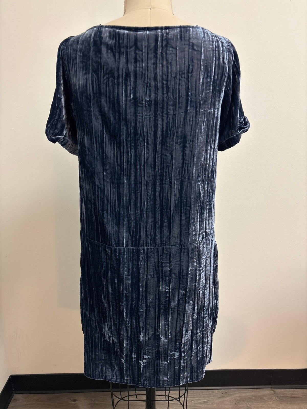 Floreat Anthropologie Blue Crushed Velvet Dress, XS