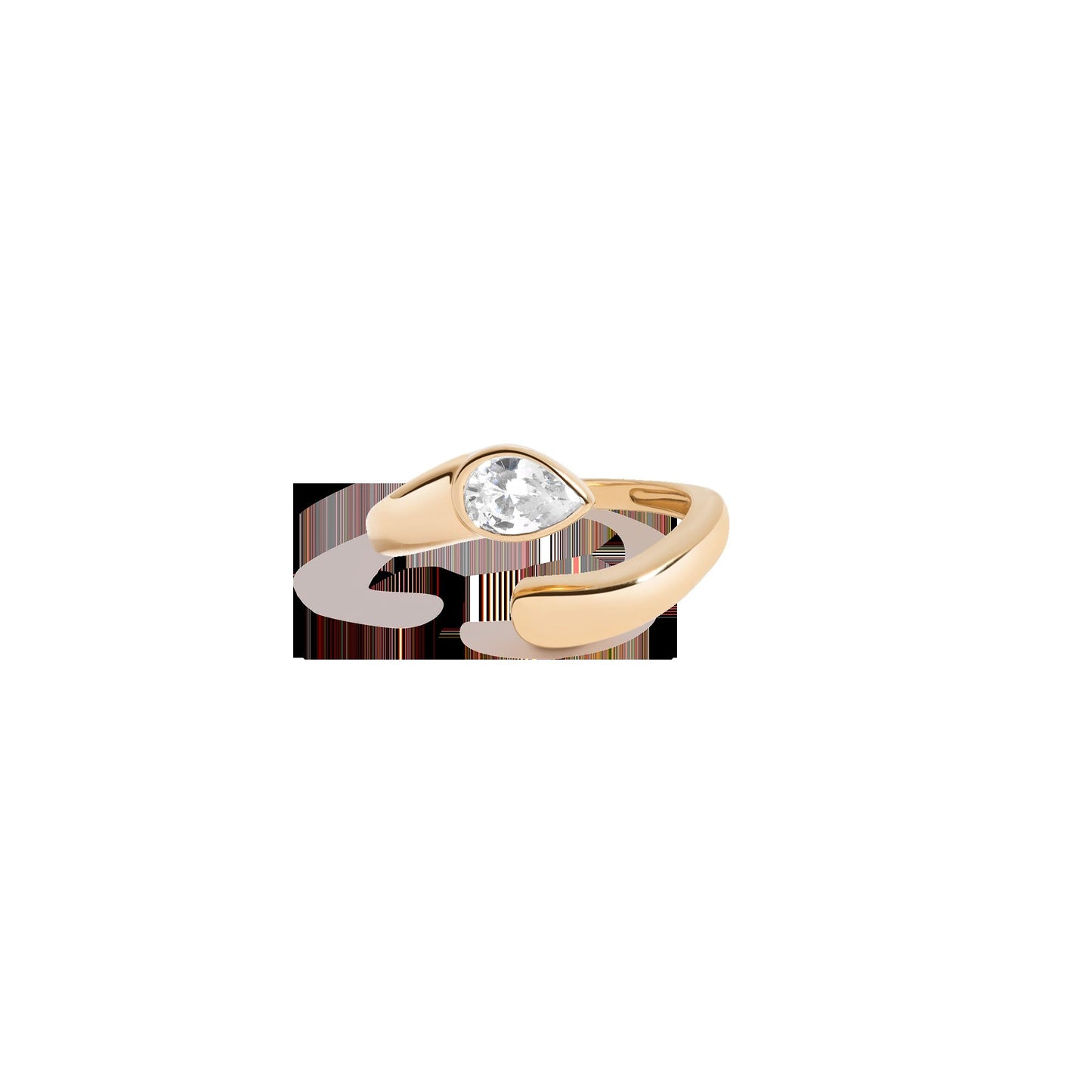 Lab Grown White Sapphire Pear Ellipse Ring
