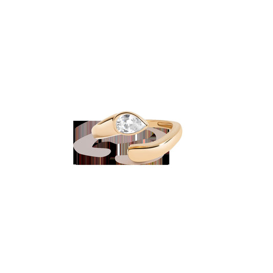 Lab Grown White Sapphire Pear Ellipse Ring