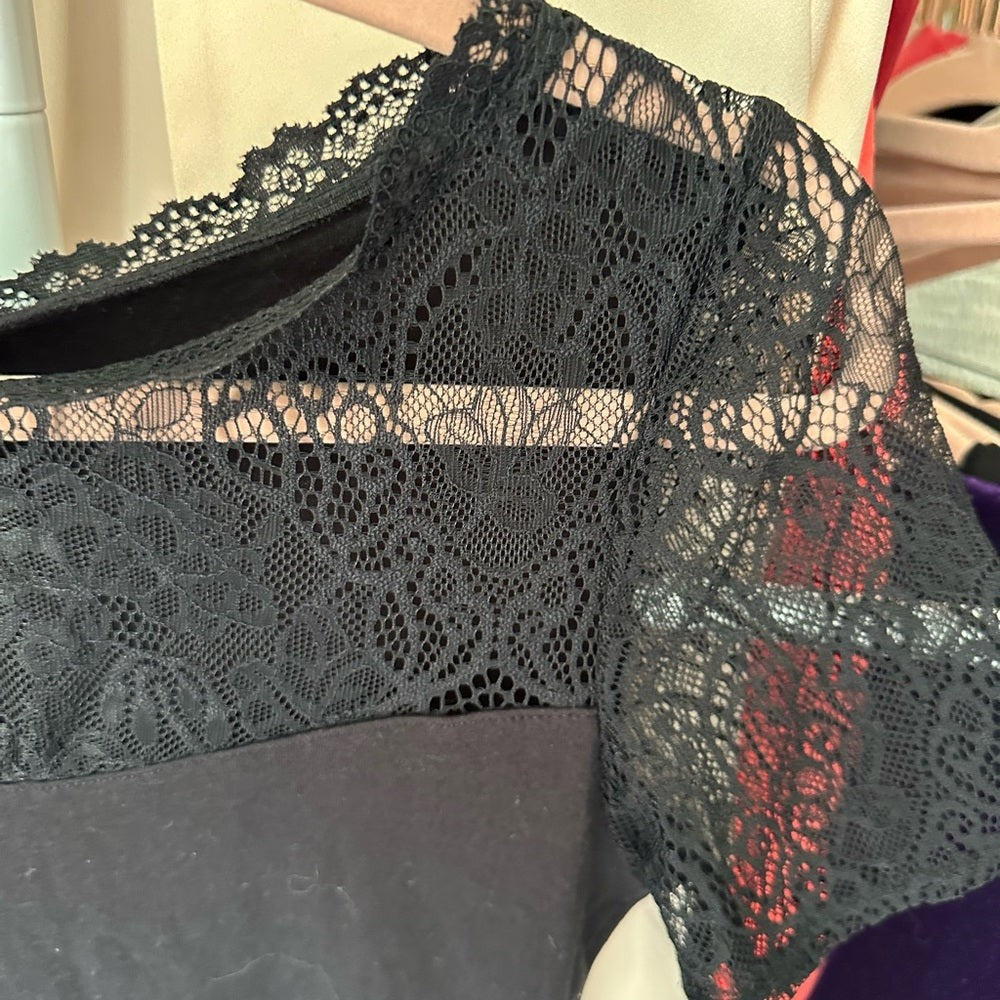 H&M Black Lace Short Sleeve Top