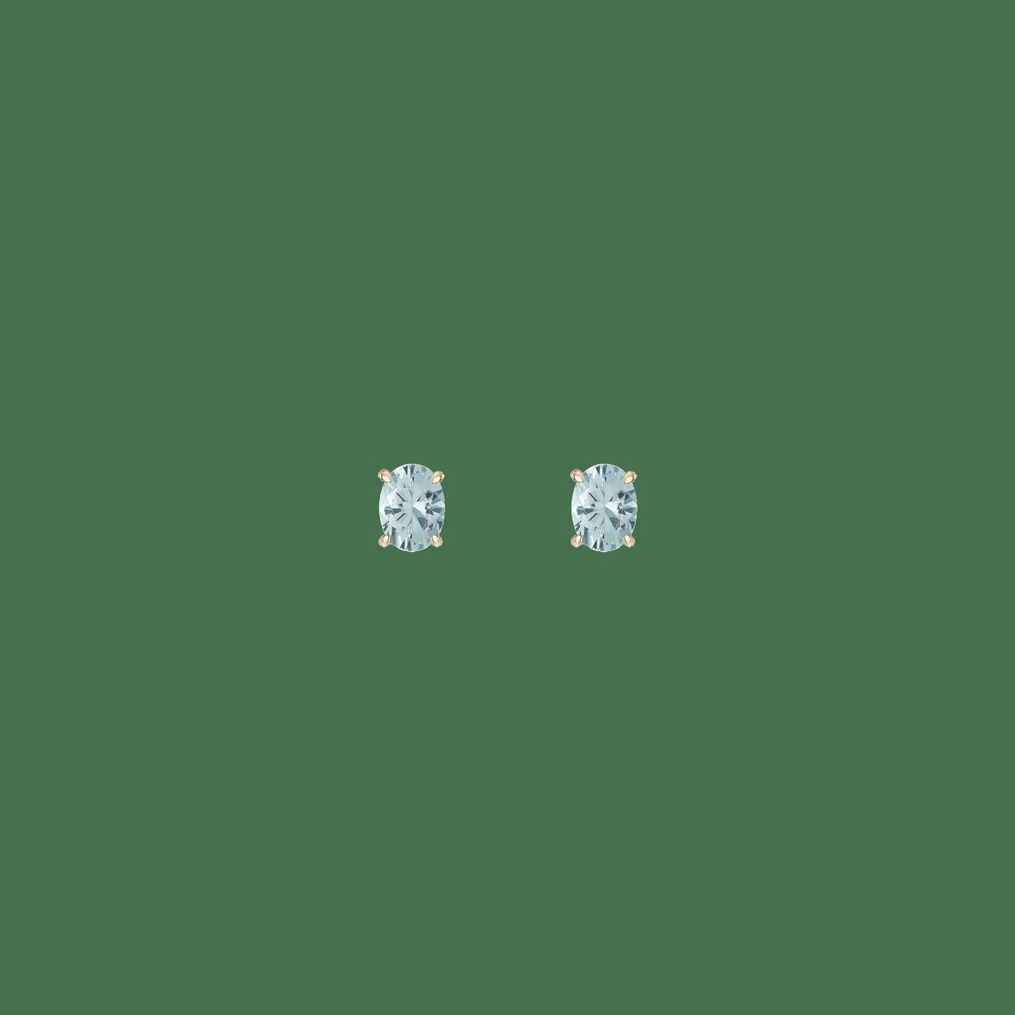 Oval Gemstone Solitaire Stud Earrings