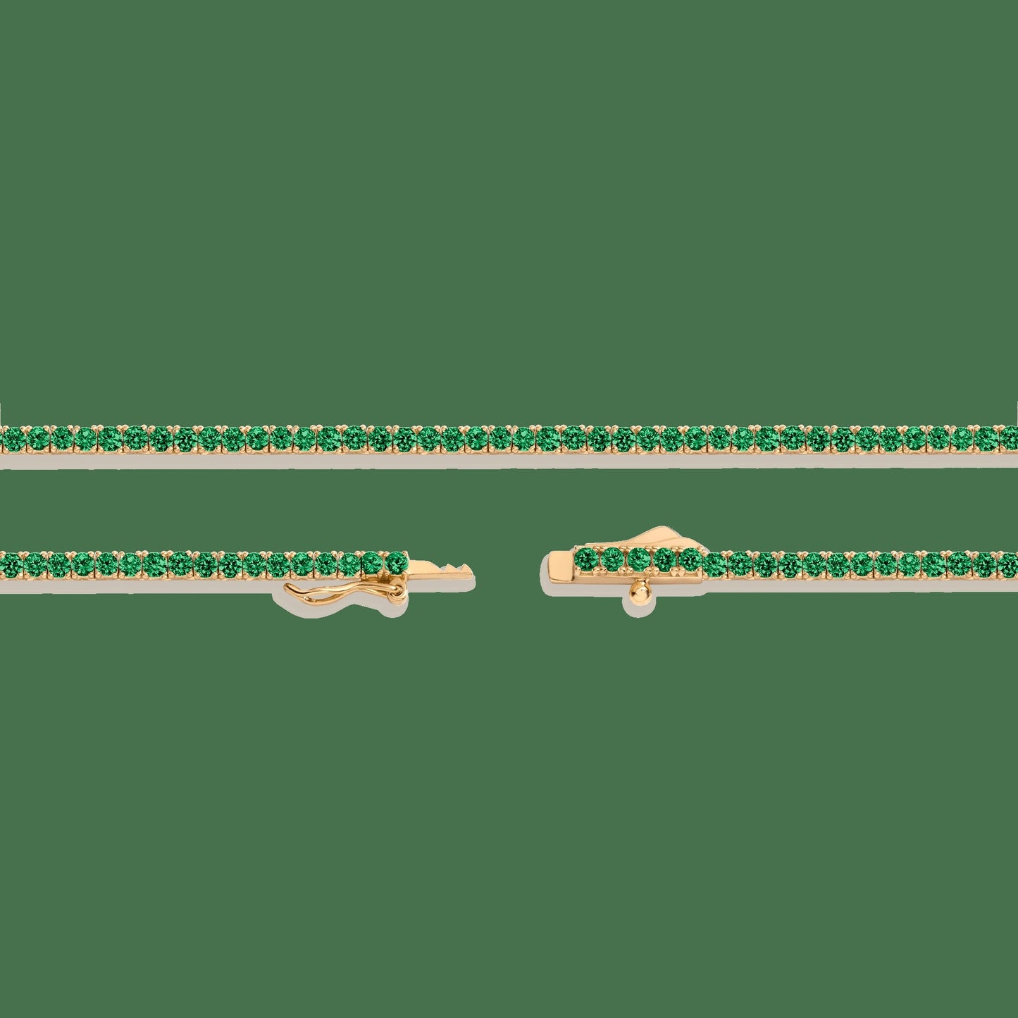 Lab Grown Green Emerald Tennis Necklace