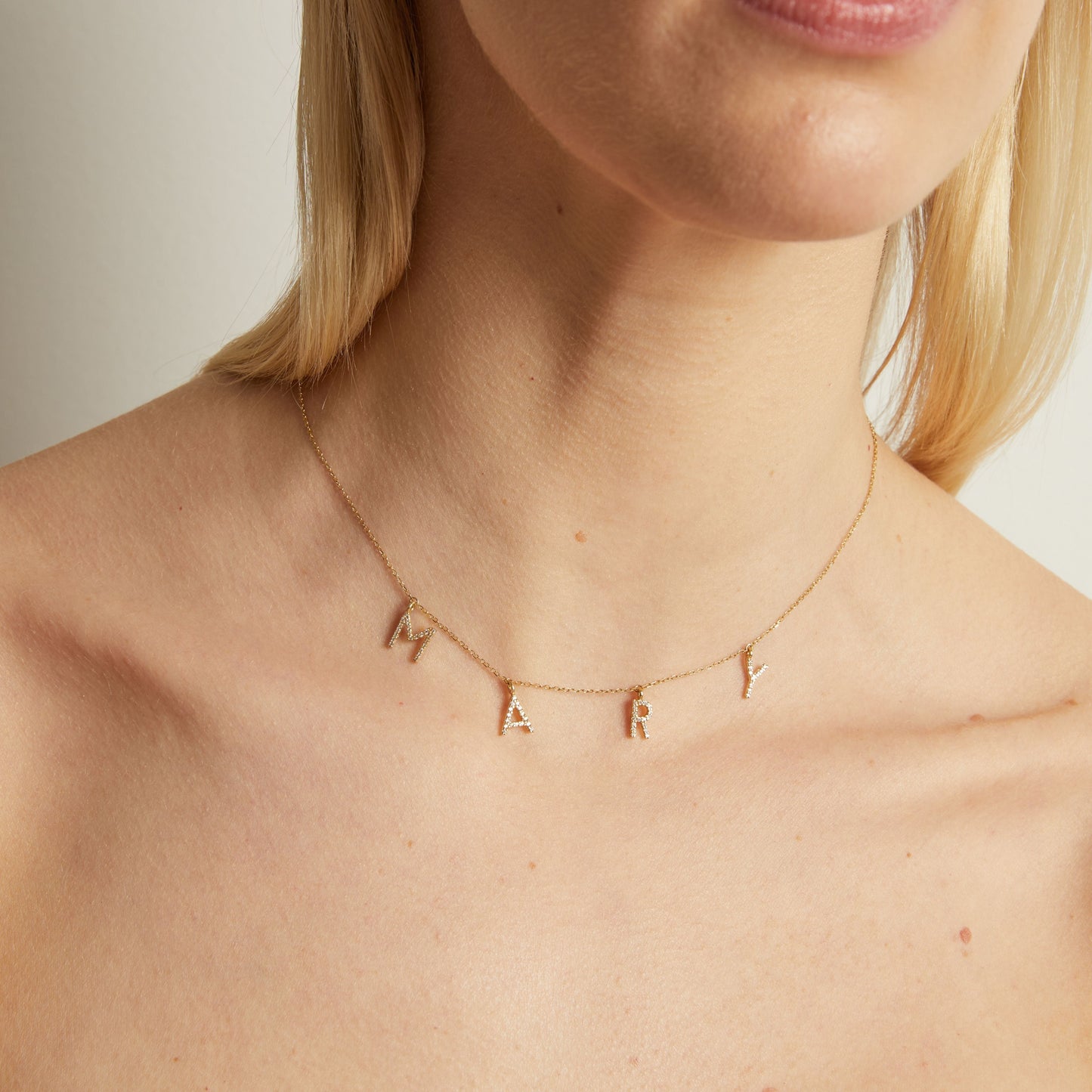 Lab Grown Diamond Pave Station Letter Necklace