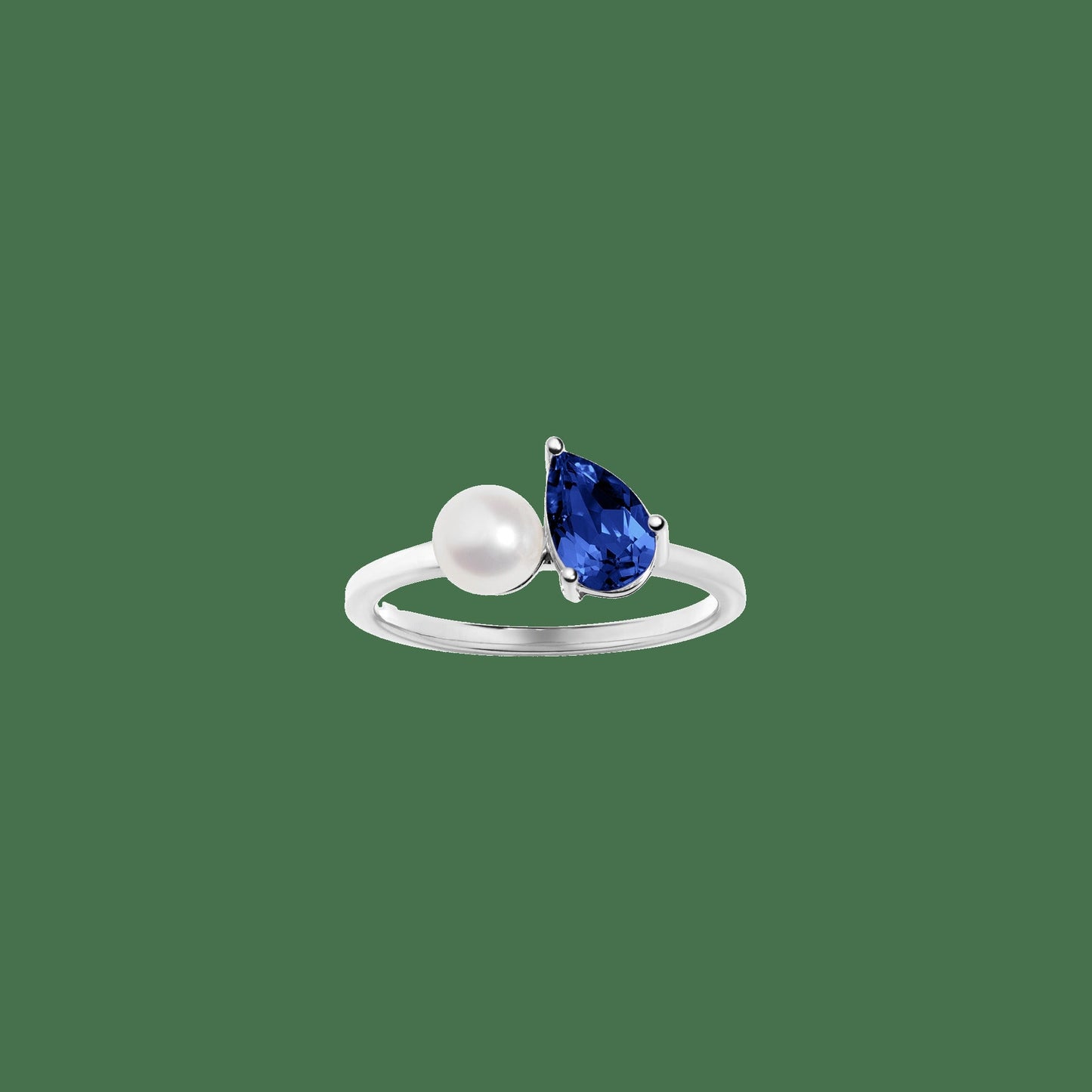 Pearl Toi et Moi Ring - Blue Sapphire